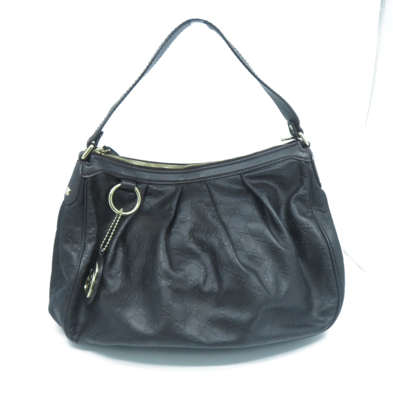GUCCI 皮革Shoulder Bag金扣肩背袋啡色