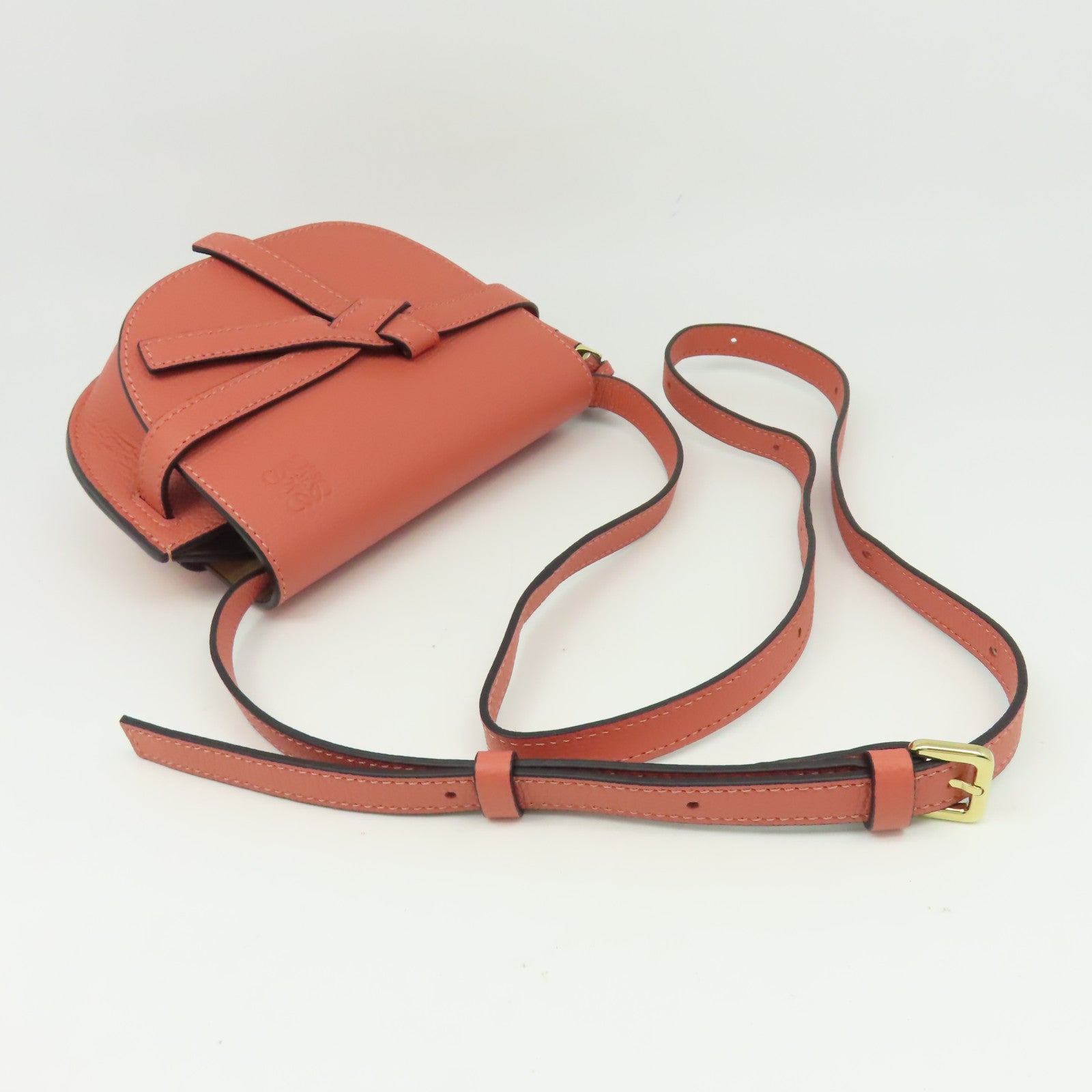 LOEWE 牛皮皮革Mini Gate Dual Bag金扣肩背袋粉紅色
