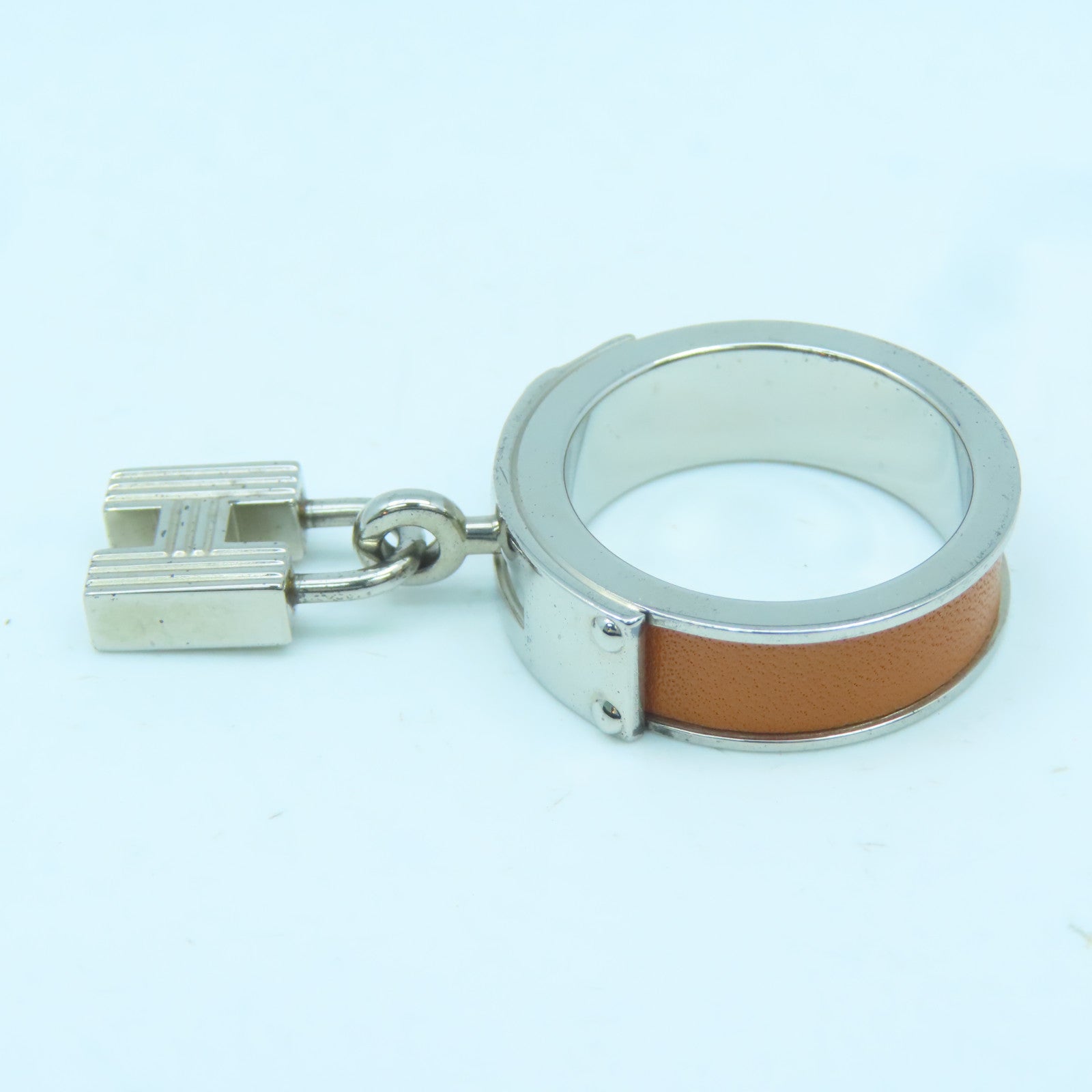 HERMES Metal Scarf Ring Scarf Buckle Orange/Silver