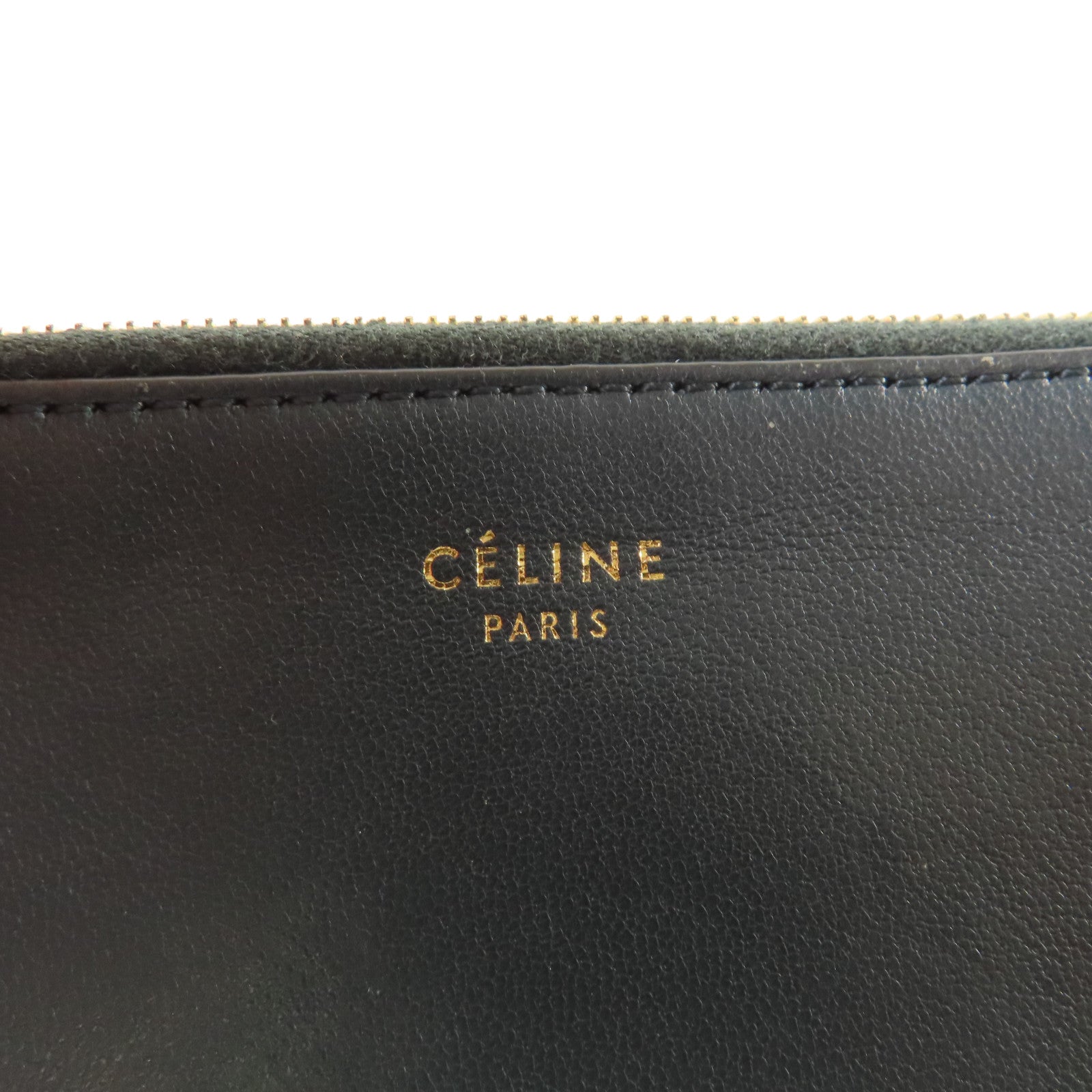 CELINE 牛皮皮革Card Case金扣卡片套黑色/綠色