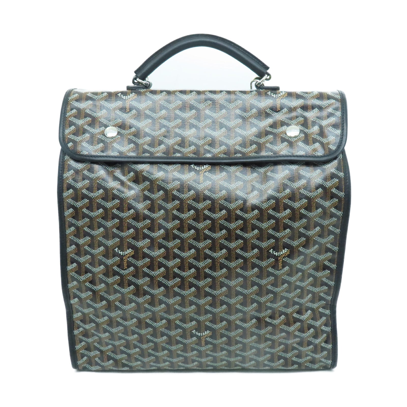 GOYARD 塗層帆布Backpack銀扣背包黑色/啡色/白色