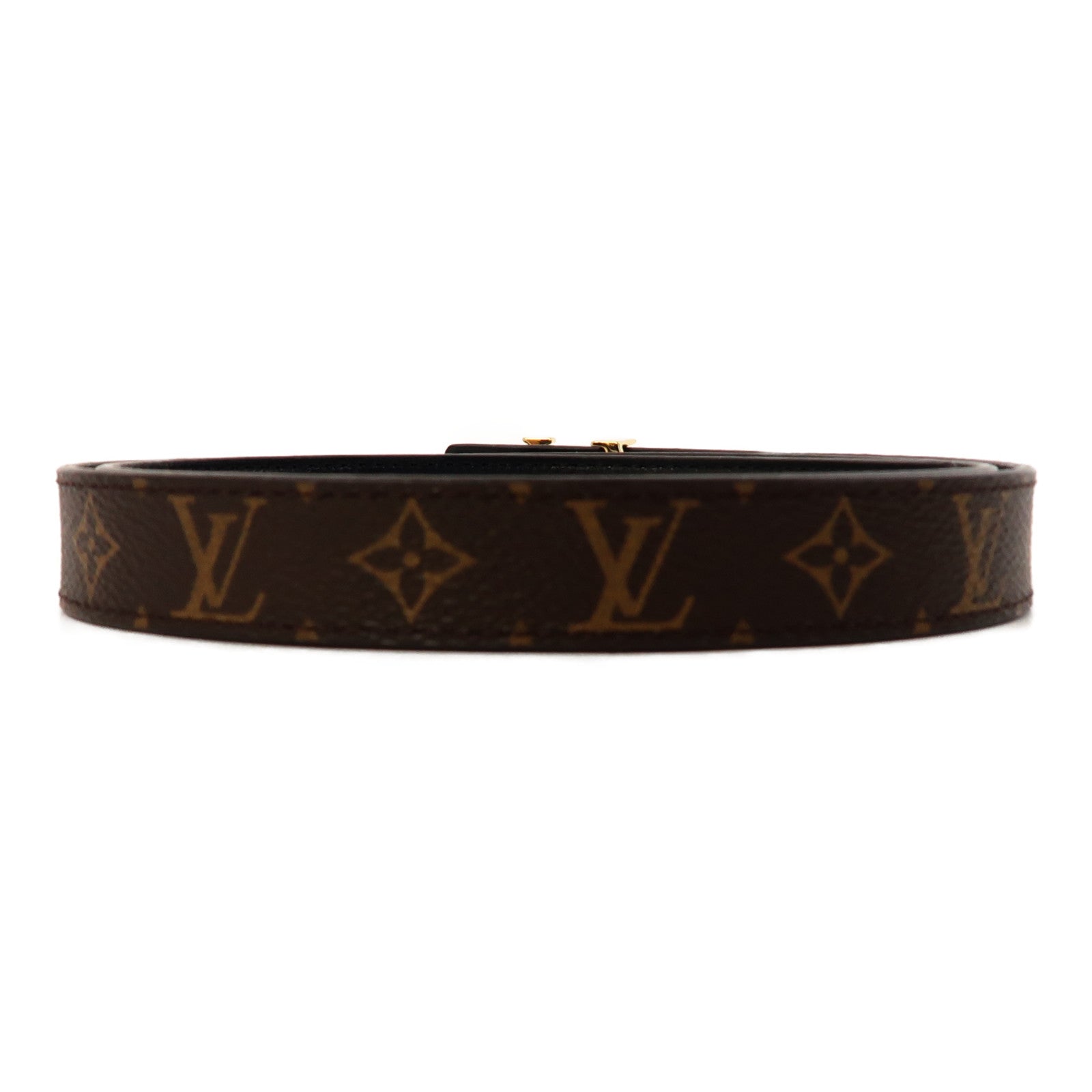 LOUIS VUITTON Monogram Belt金扣皮帶啡色