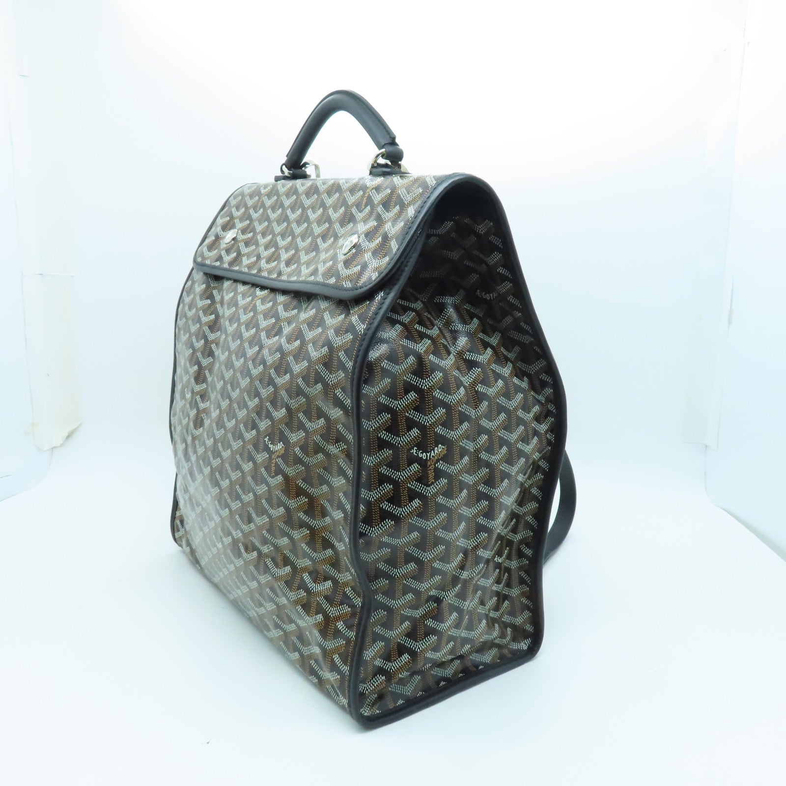 GOYARD 塗層帆布Backpack銀扣背包黑色/啡色/白色