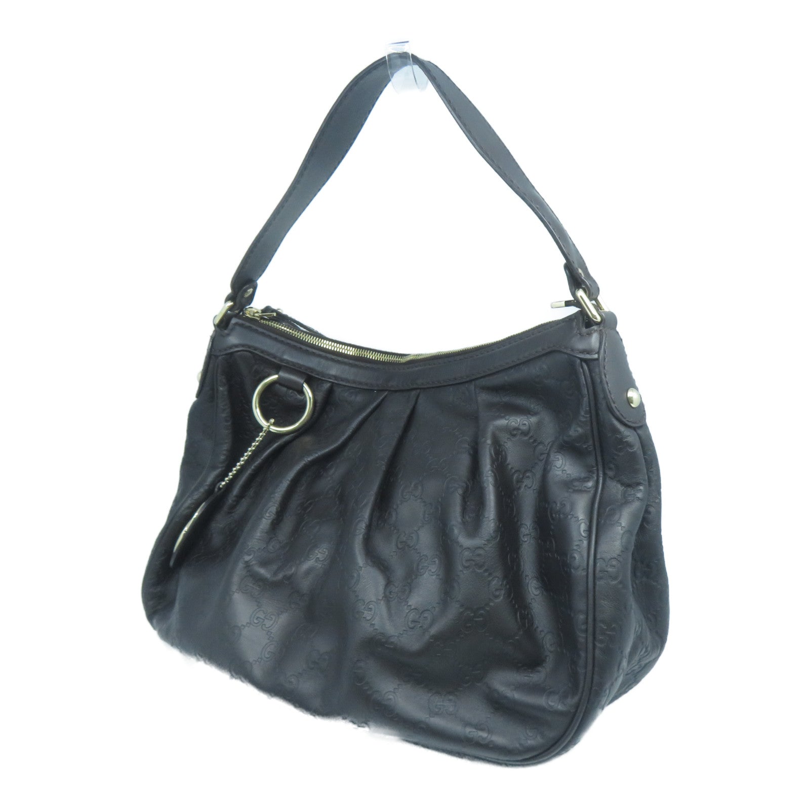 GUCCI 皮革Shoulder Bag金扣肩背袋啡色