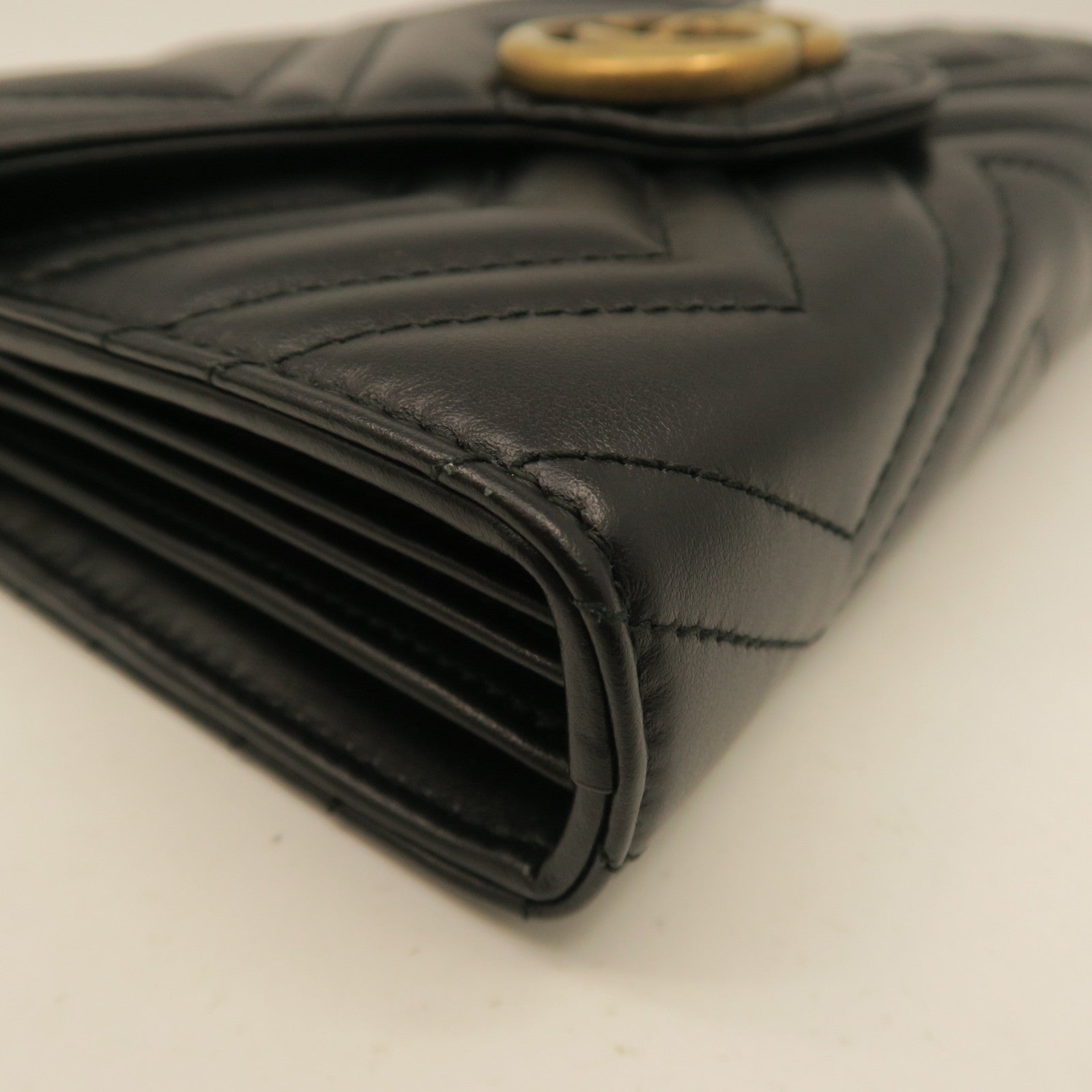 GUCCI twill cowhide leather Chain Shoulder Bag gold buckle chain shoulder bag black