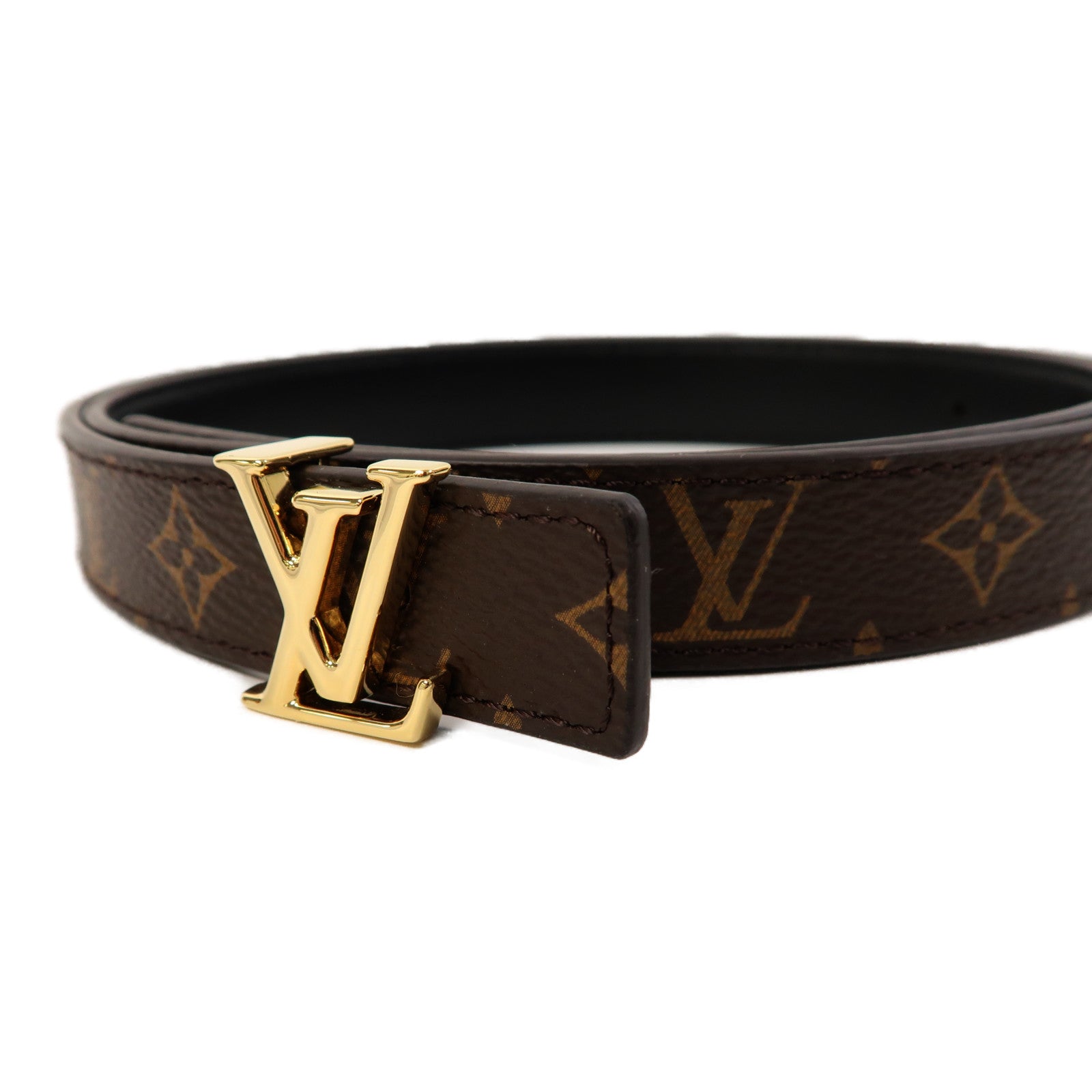 LOUIS VUITTON Monogram Belt金扣皮帶啡色