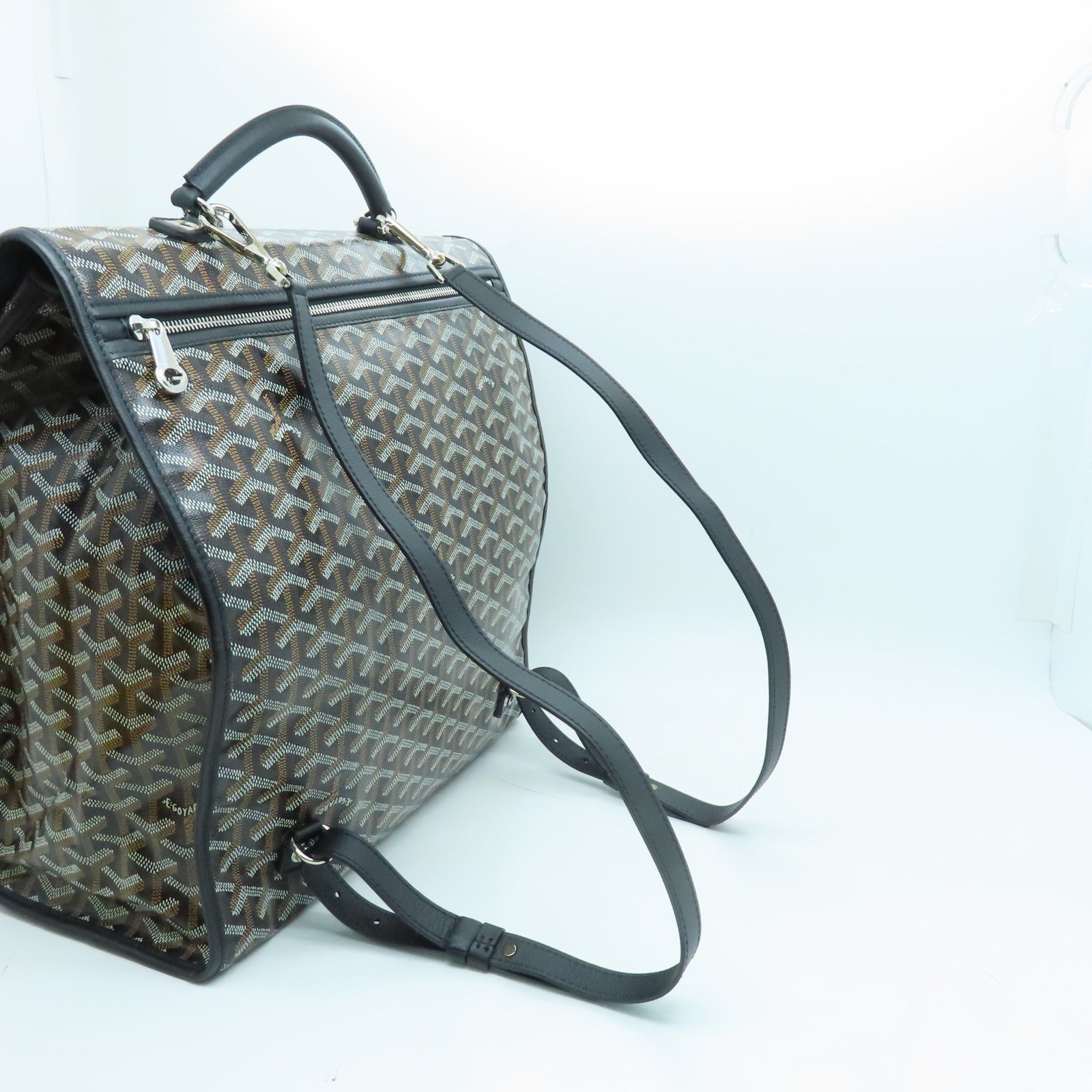 GOYARD 塗層帆布Backpack銀扣背包黑色/啡色/白色