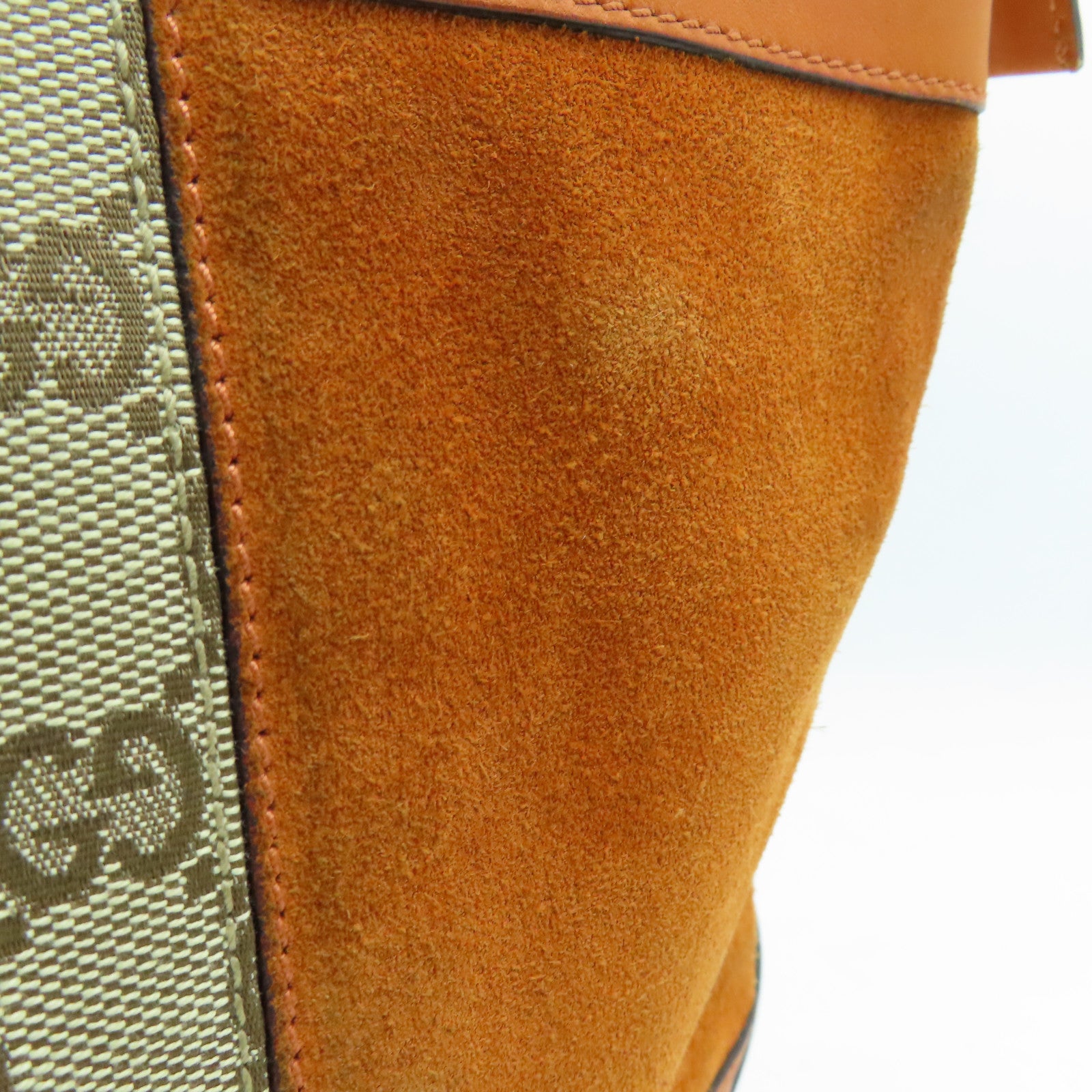 GUCCI 帆布/麂皮皮革Shoulder Bag金扣肩背袋橙色