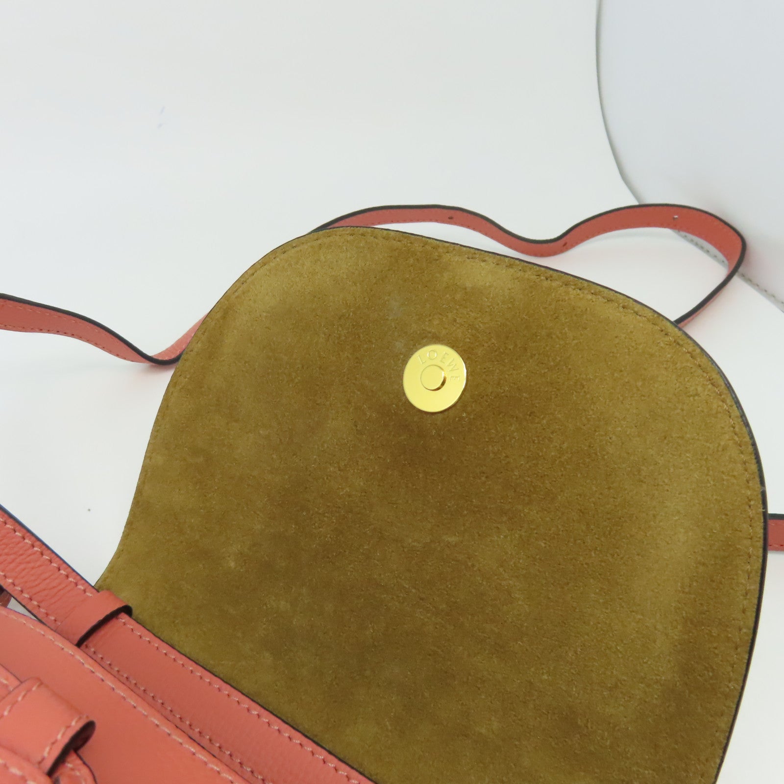 LOEWE 牛皮皮革Mini Gate Dual Bag金扣肩背袋粉紅色