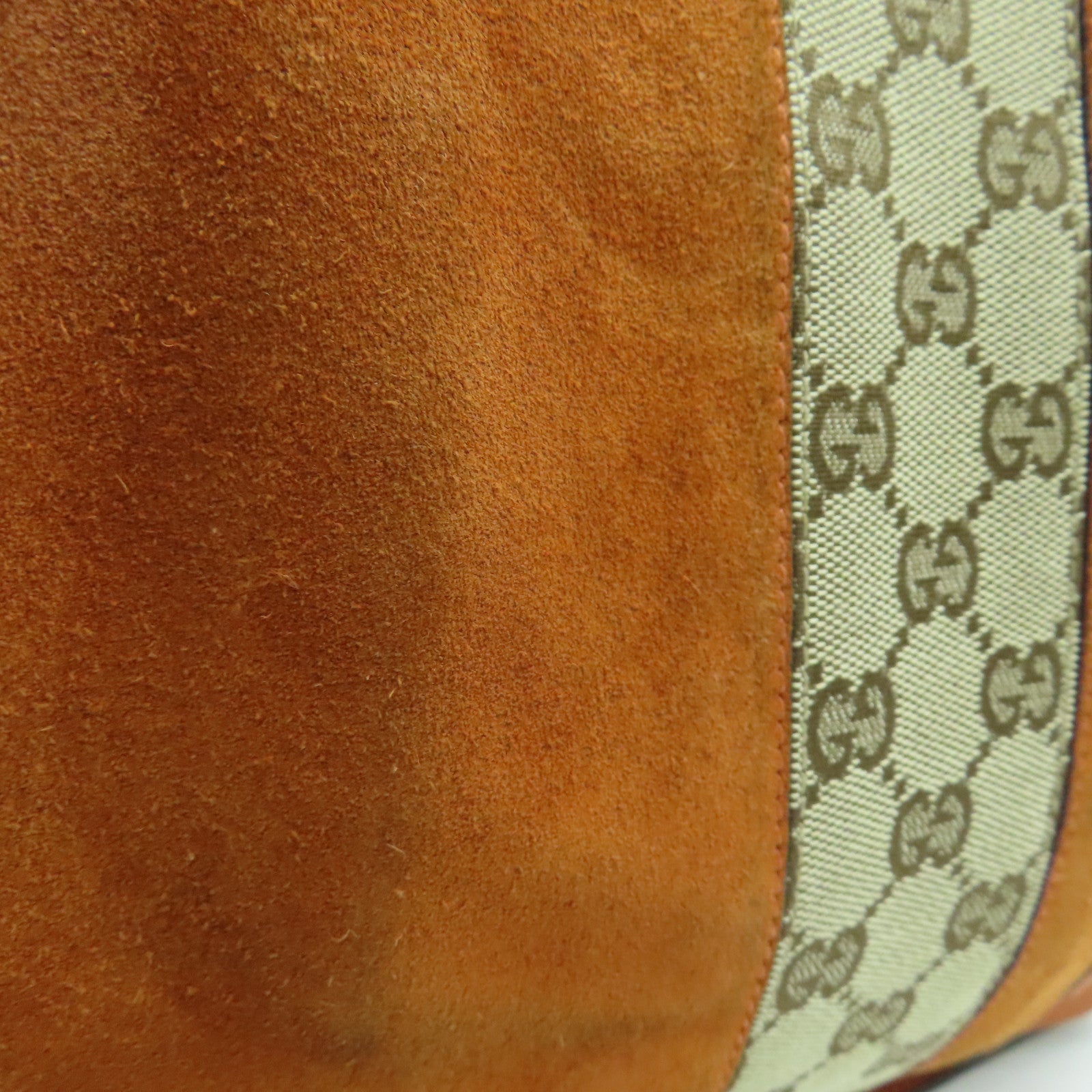 GUCCI 帆布/麂皮皮革Shoulder Bag金扣肩背袋橙色