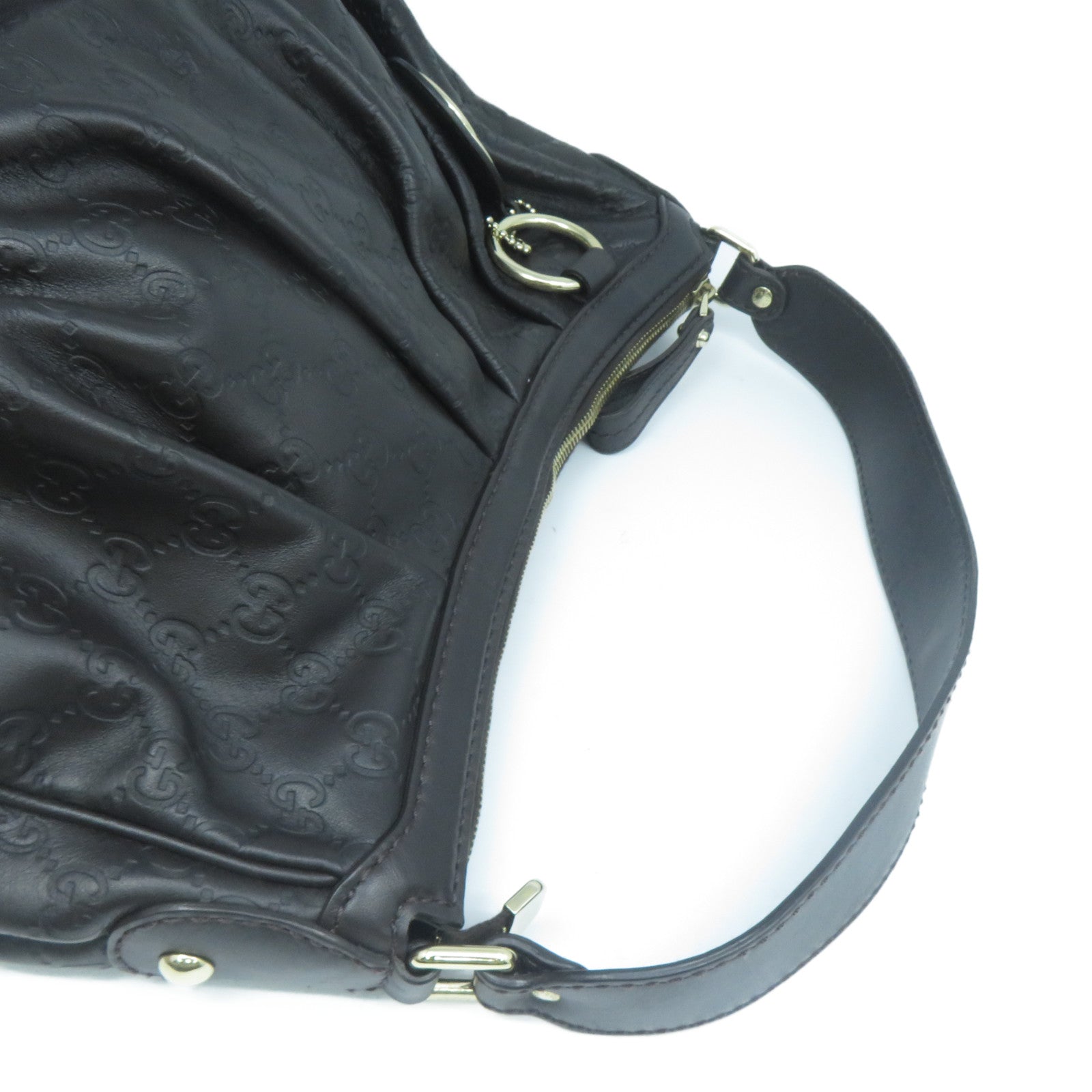 GUCCI 皮革Shoulder Bag金扣肩背袋啡色