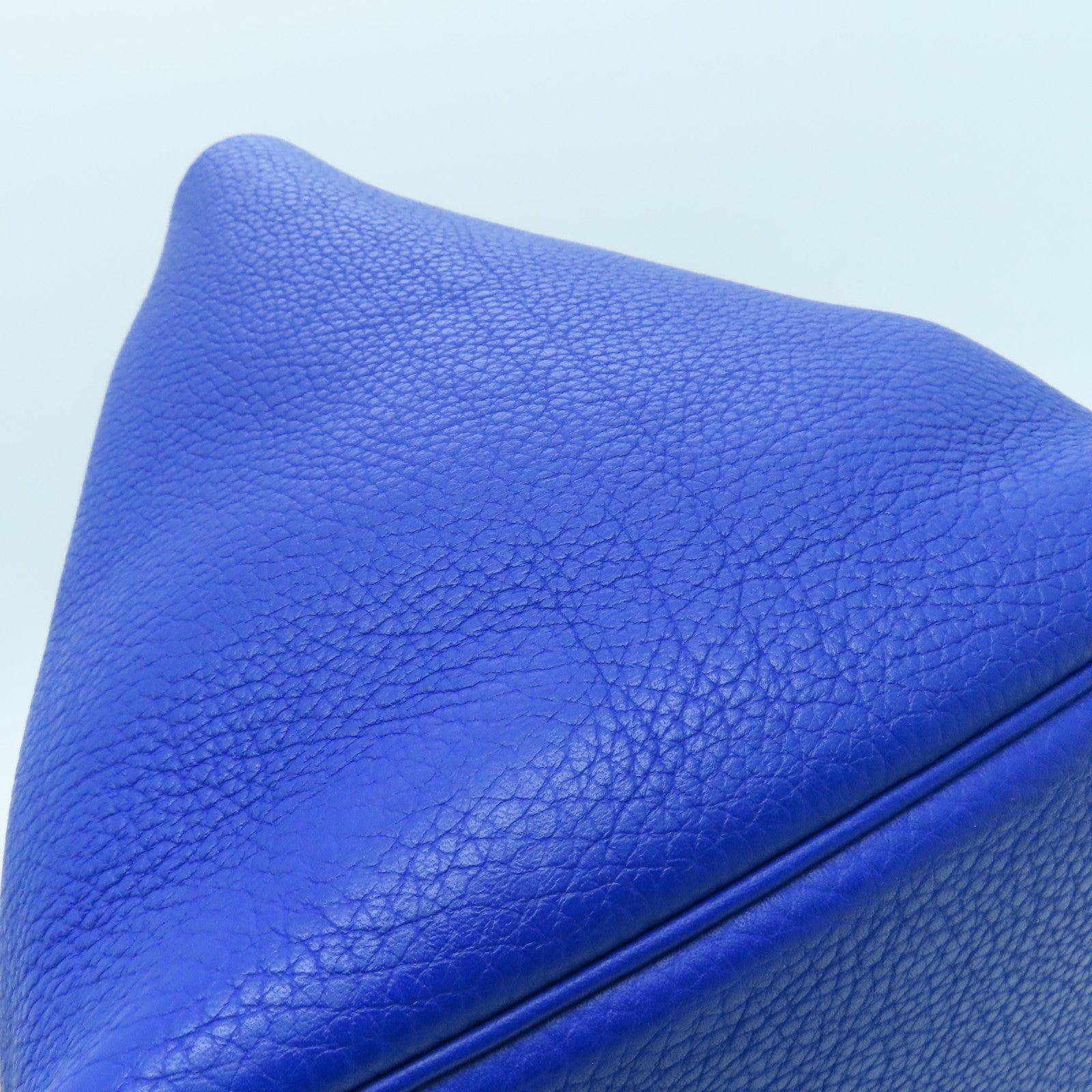HERMES Clemence皮革Picotin MM银扣手挽袋Bleu Electrique/蓝色