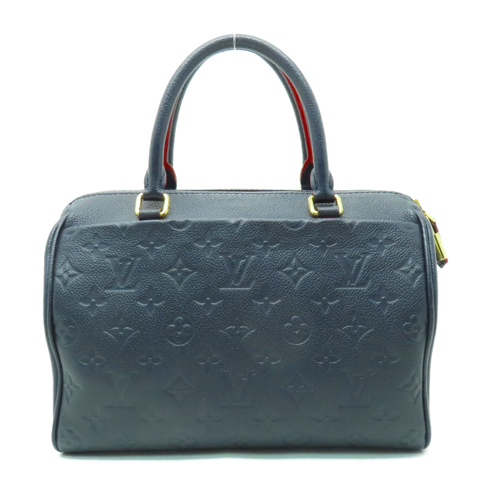 LOUIS VUITTON Monogram Empreinte Speedy Bandouliere 25金扣手挽肩背兩用袋深藍色