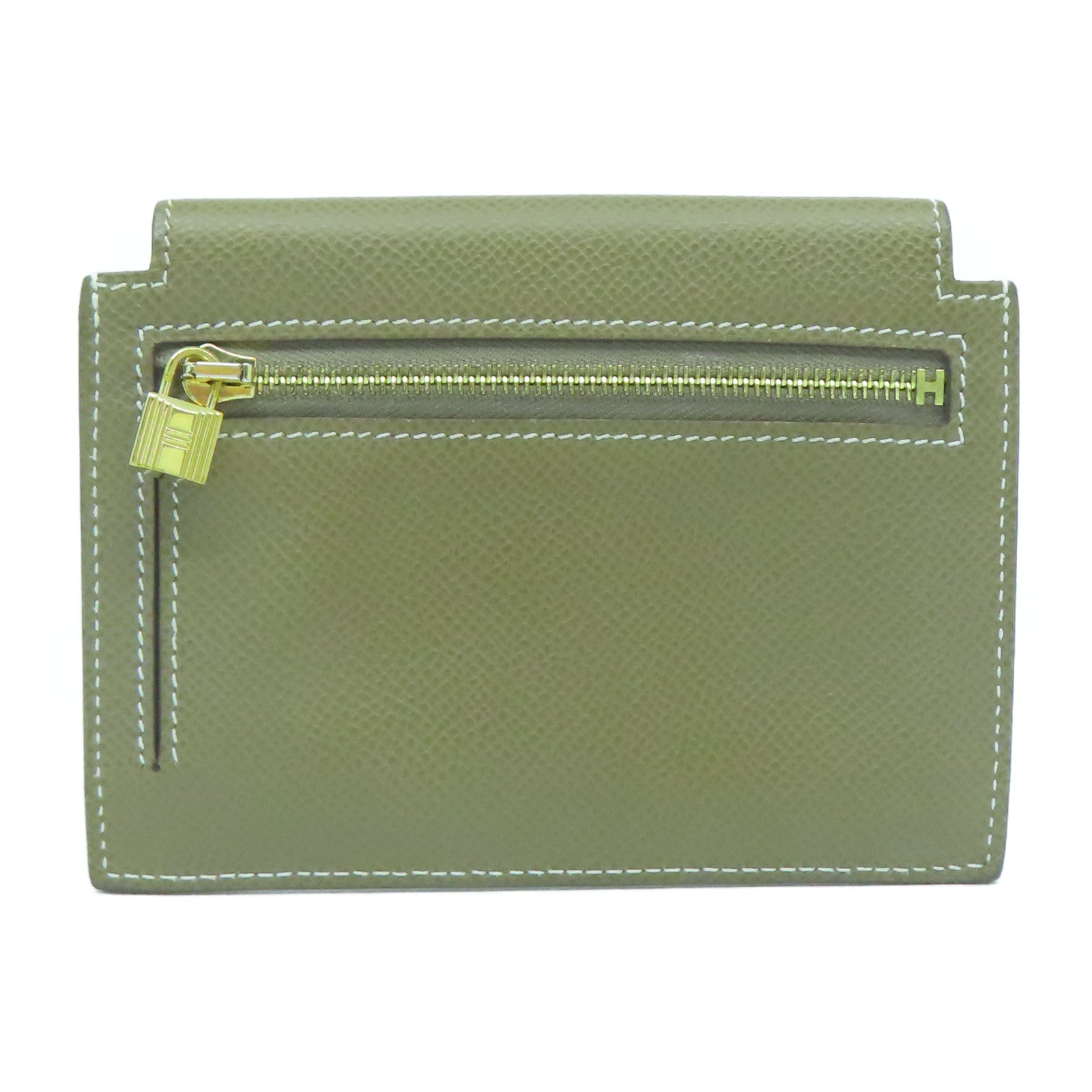 HERMES Epsom皮革Kelly Pocket金扣錢包經典駝色