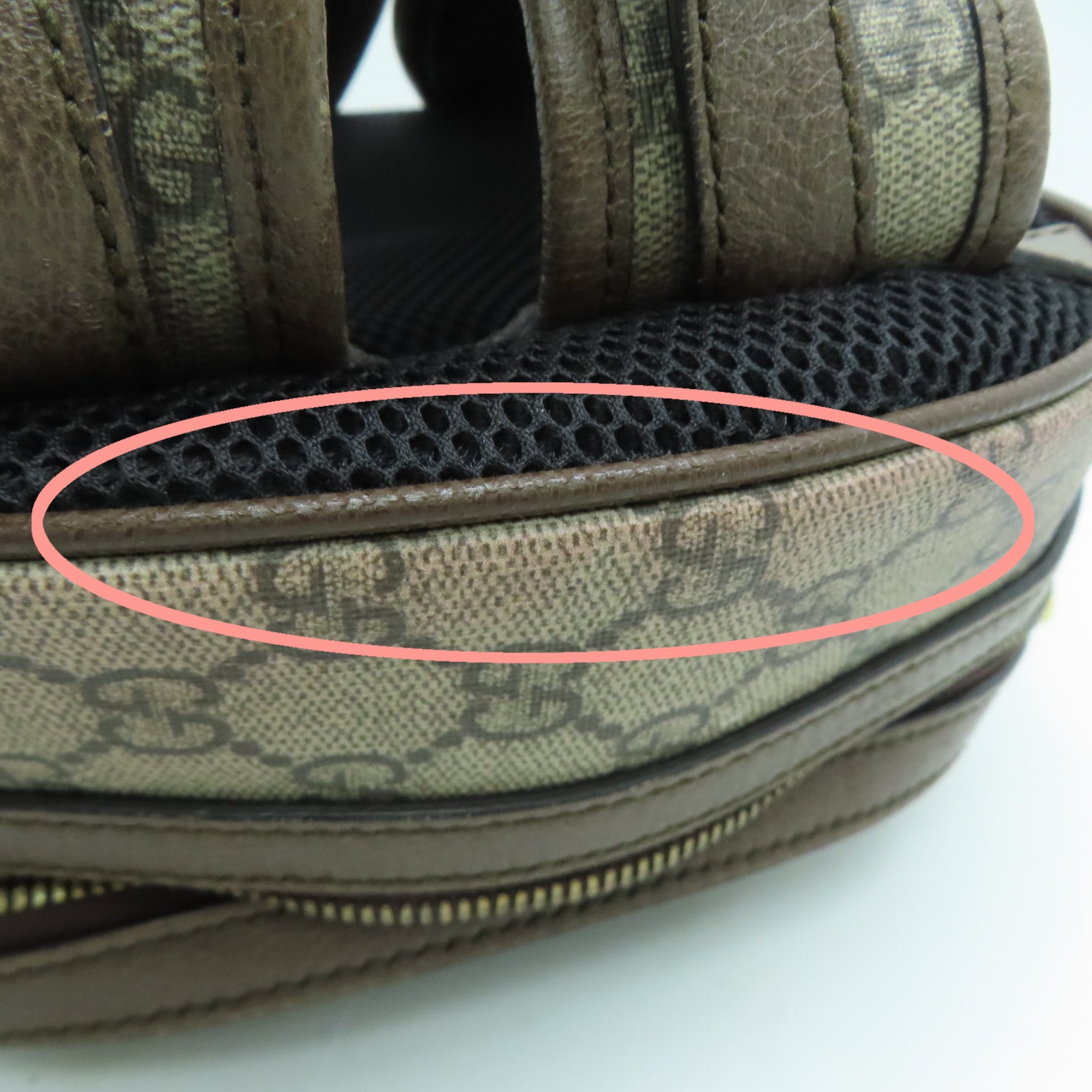 GUCCI 涂层帆布Backpack金扣背包啡色