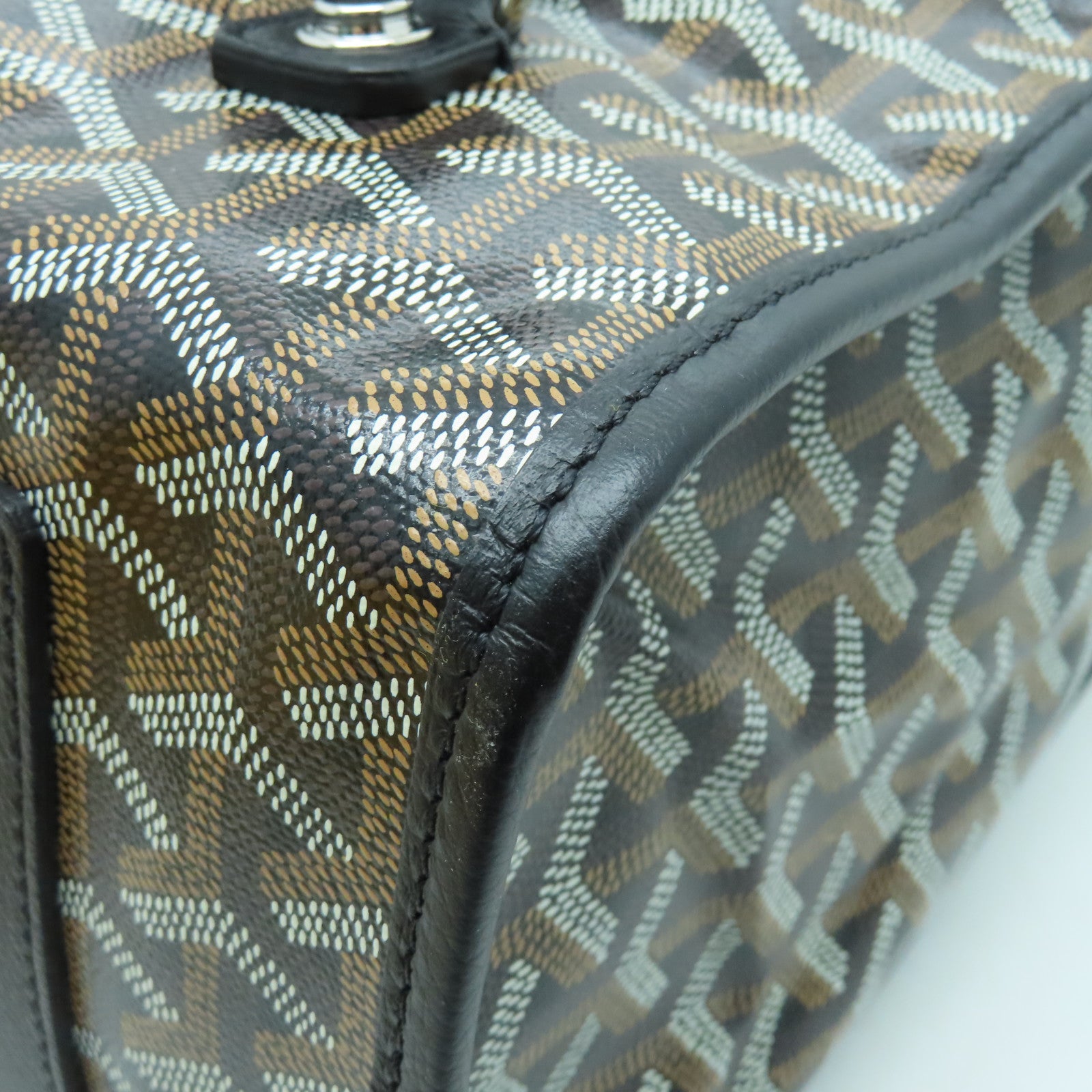 GOYARD 塗層帆布Backpack銀扣背包黑色/啡色/白色