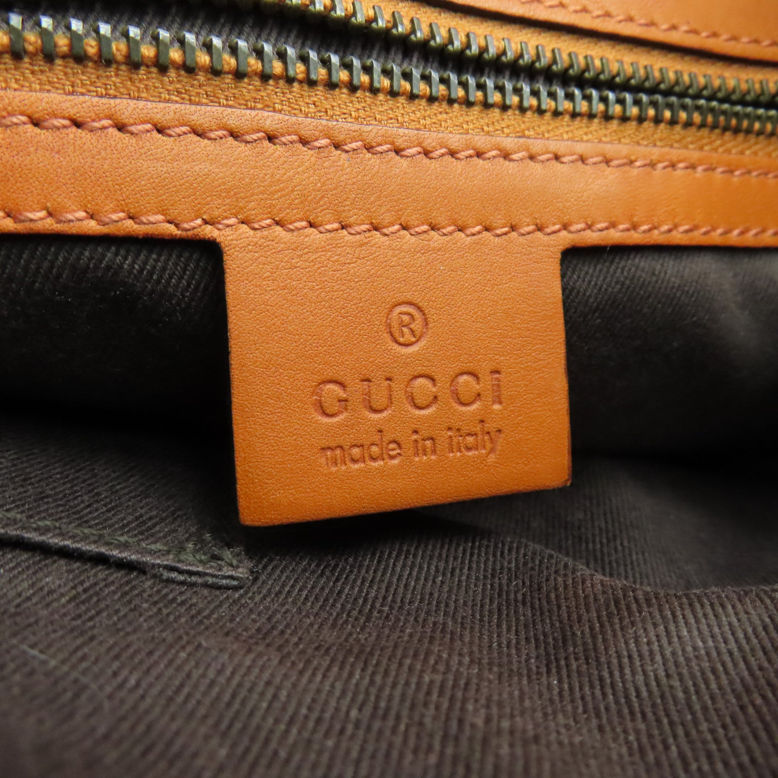 GUCCI 帆布/麂皮皮革Shoulder Bag金扣肩背袋橙色