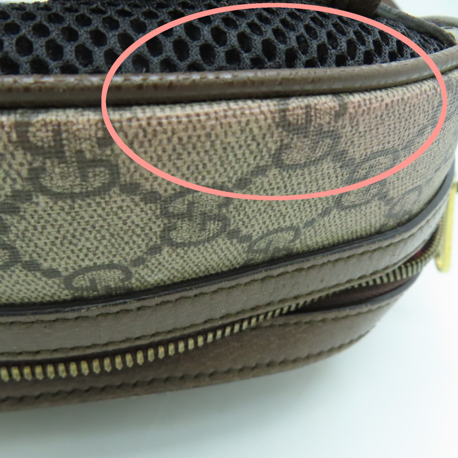 GUCCI 涂层帆布Backpack金扣背包啡色