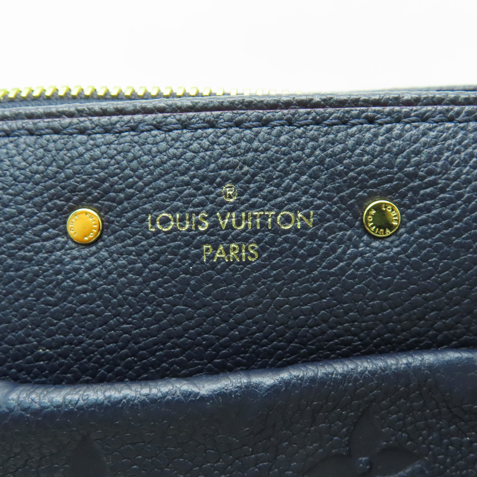 LOUIS VUITTON Monogram Empreinte Speedy Bandouliere 25金扣手挽肩背兩用袋深藍色