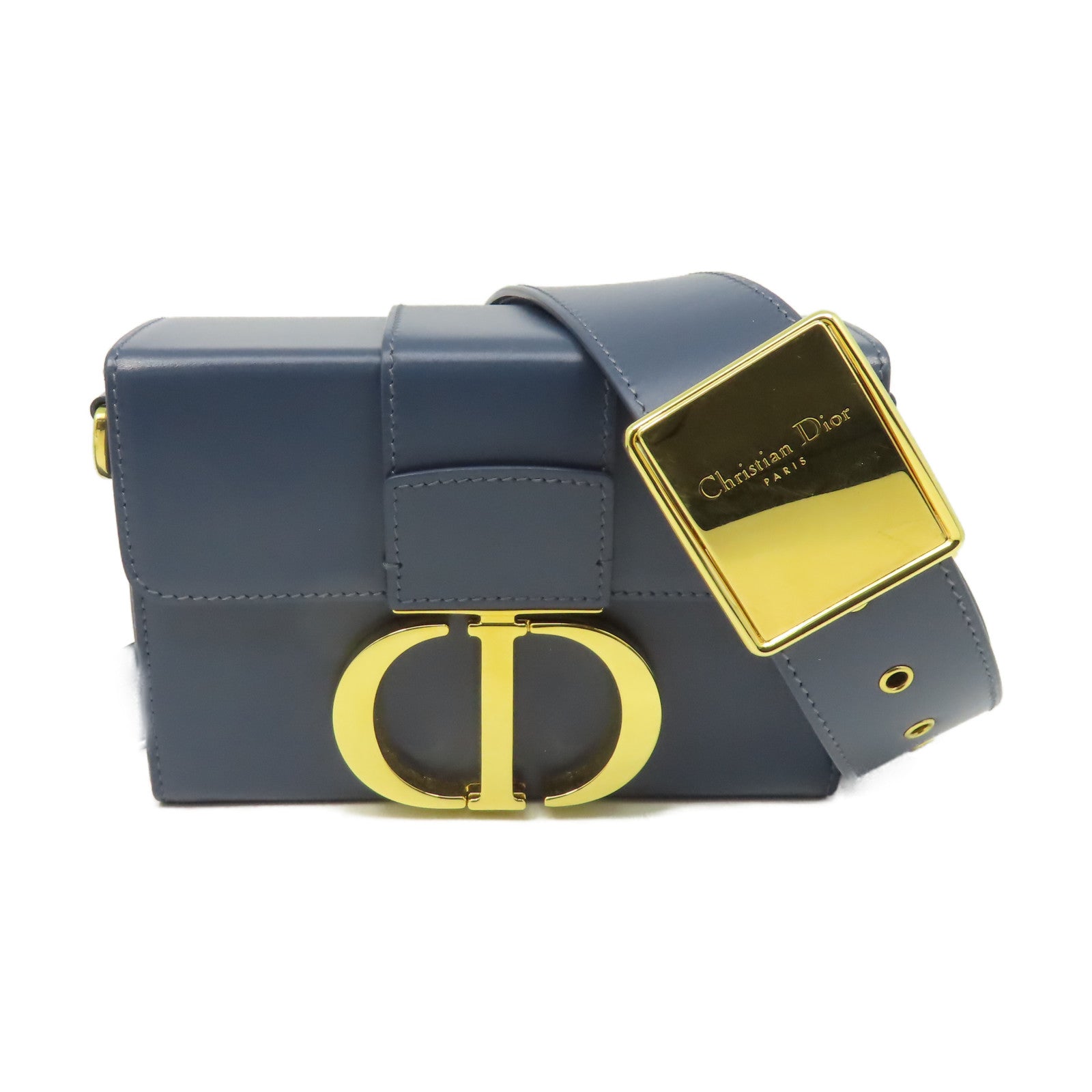 Dior 牛皮皮革30 Montaigne Bag金扣肩背袋藍色