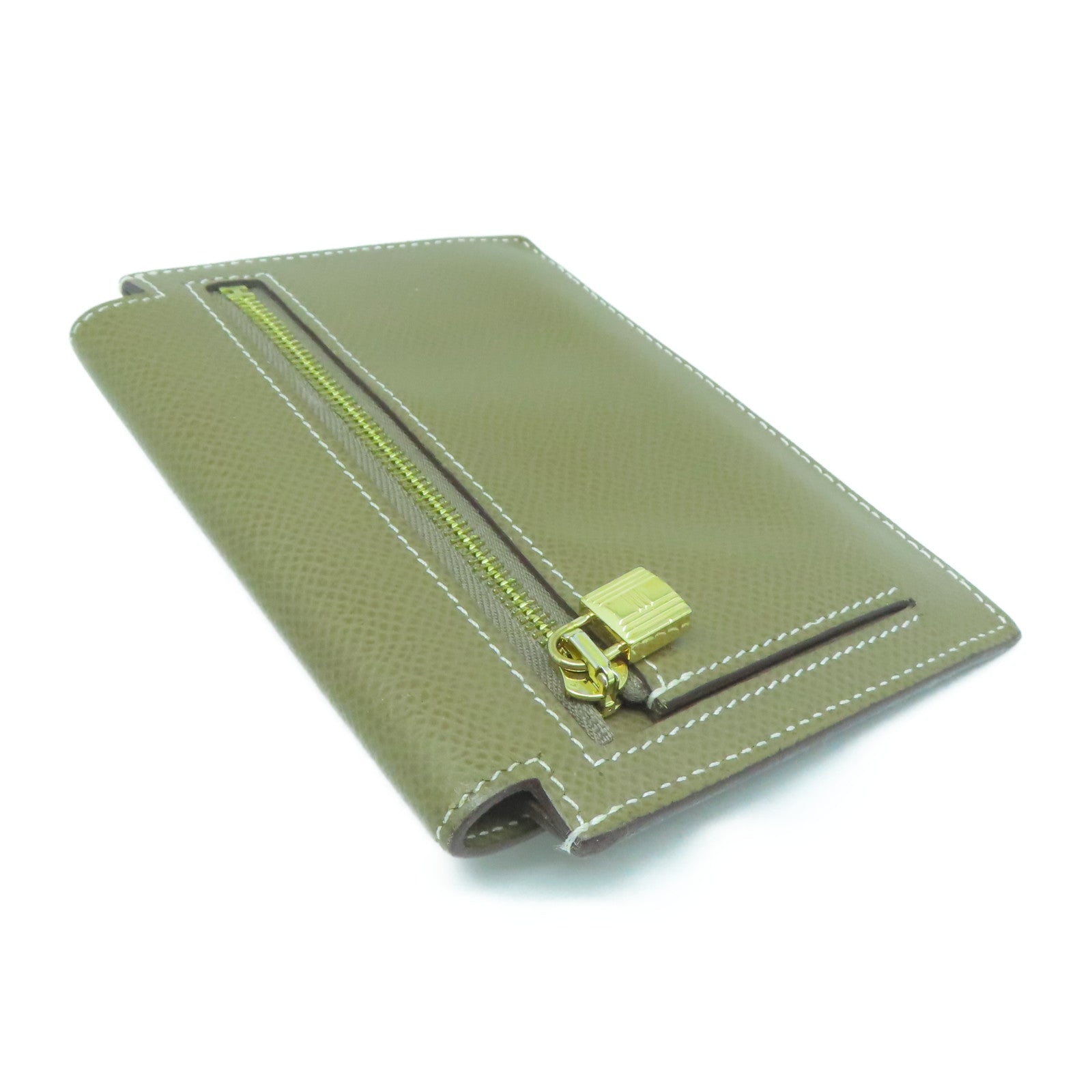 HERMES Epsom皮革Kelly Pocket金扣錢包經典駝色