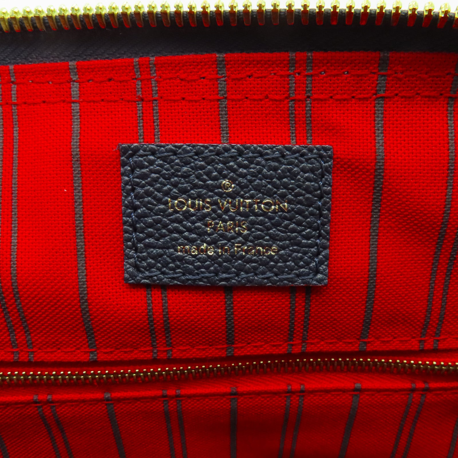 LOUIS VUITTON Monogram Empreinte Speedy Bandouliere 25金扣手挽肩背兩用袋深藍色