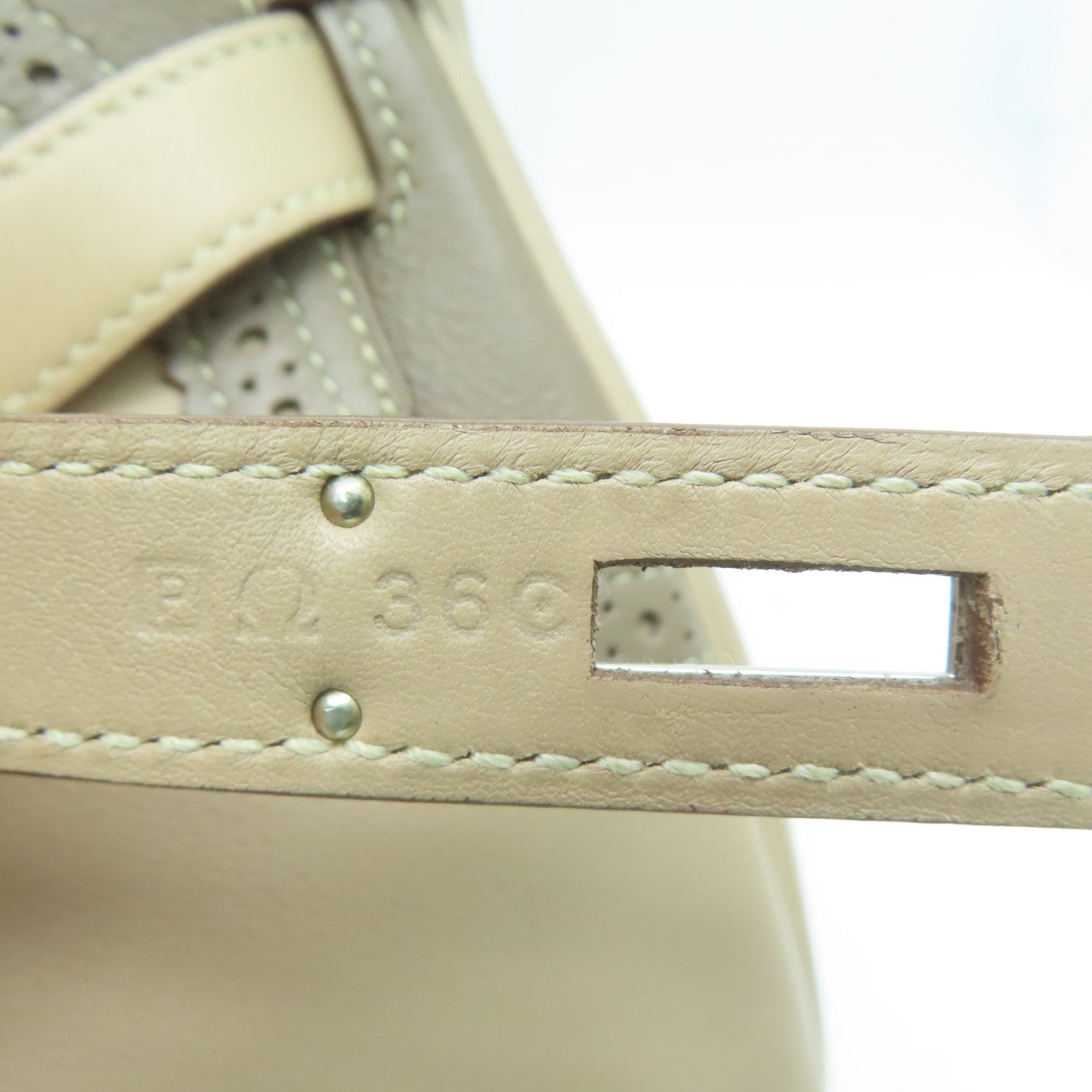 HERMES Swift皮革Ghillies Kelly 35银扣手挽肩背两用袋Argile/Etoupe粘土色/大象灰