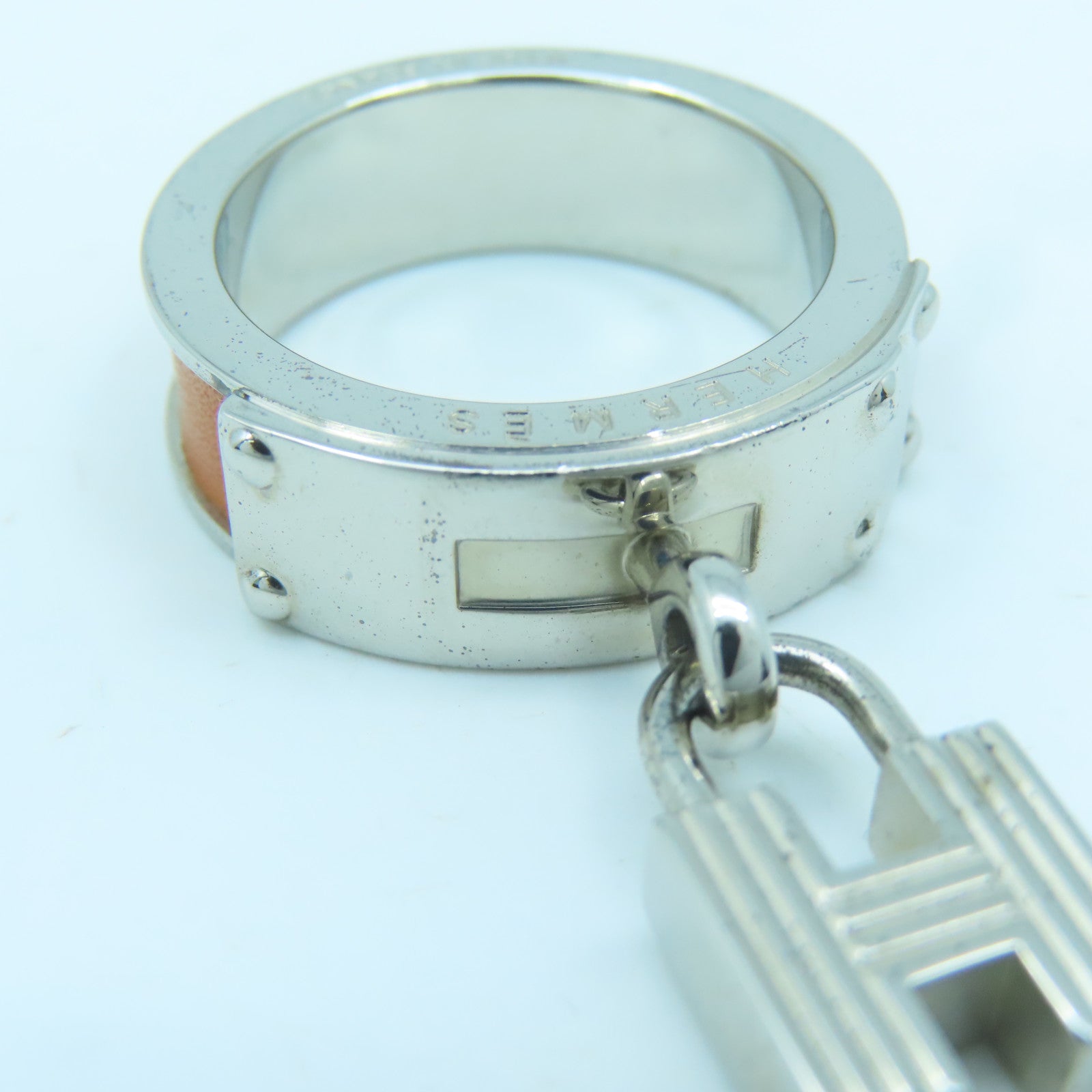 HERMES Metal Scarf Ring Scarf Buckle Orange/Silver