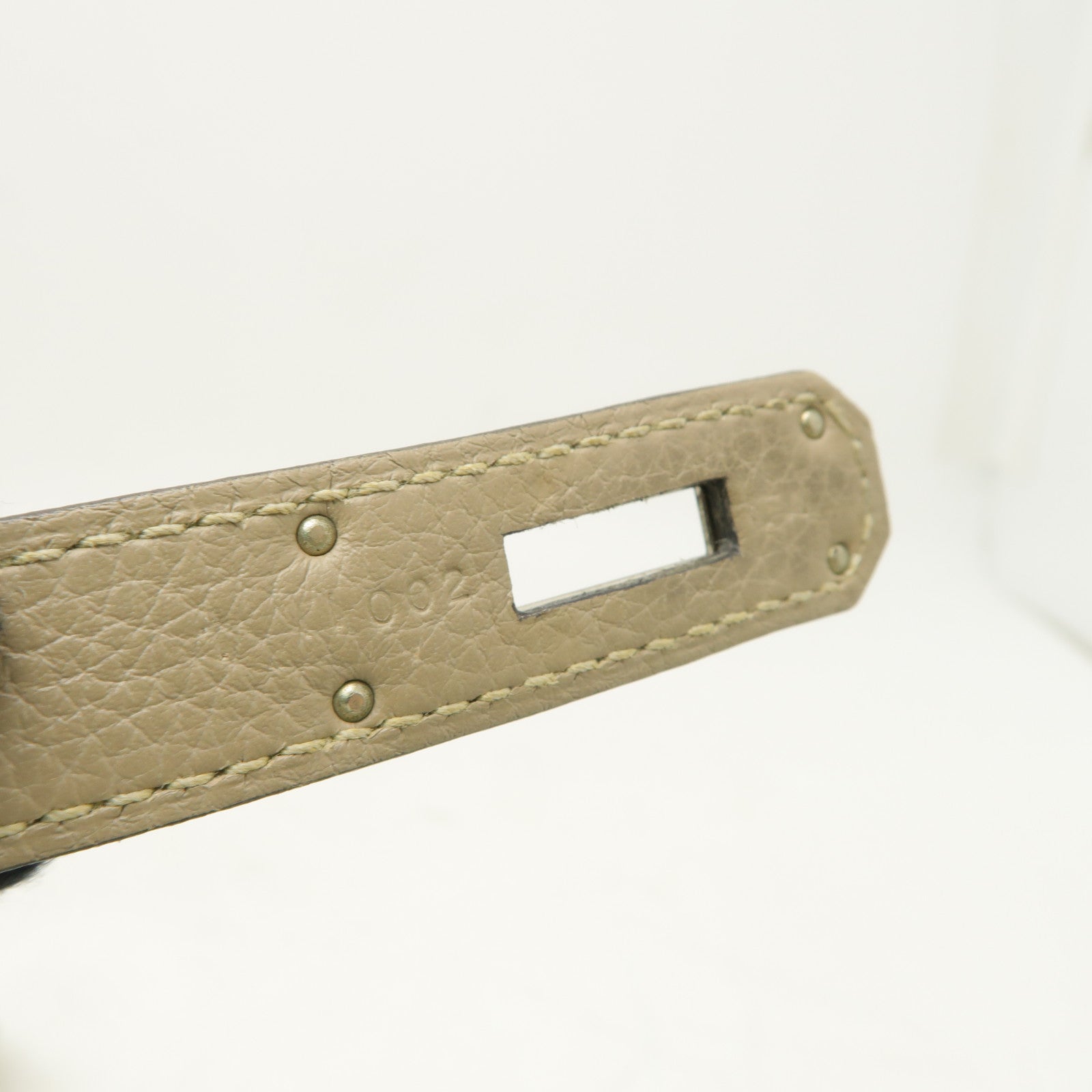 HERMES Togo皮革Kelly 35銀扣手挽肩背兩用袋Gris Tourterelle米色