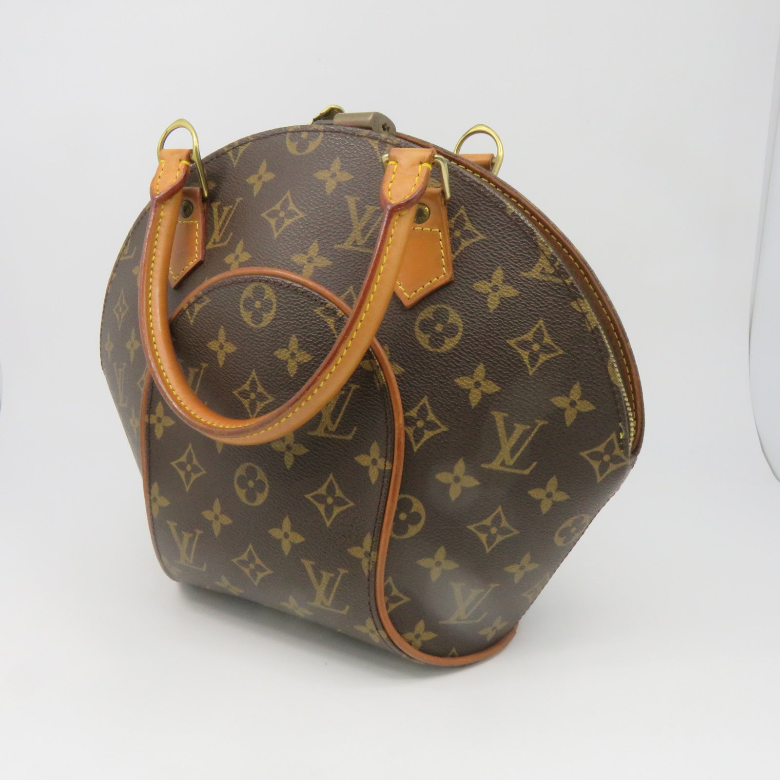 LOUIS VUITTON Monogram Elipse金扣手挽袋啡色