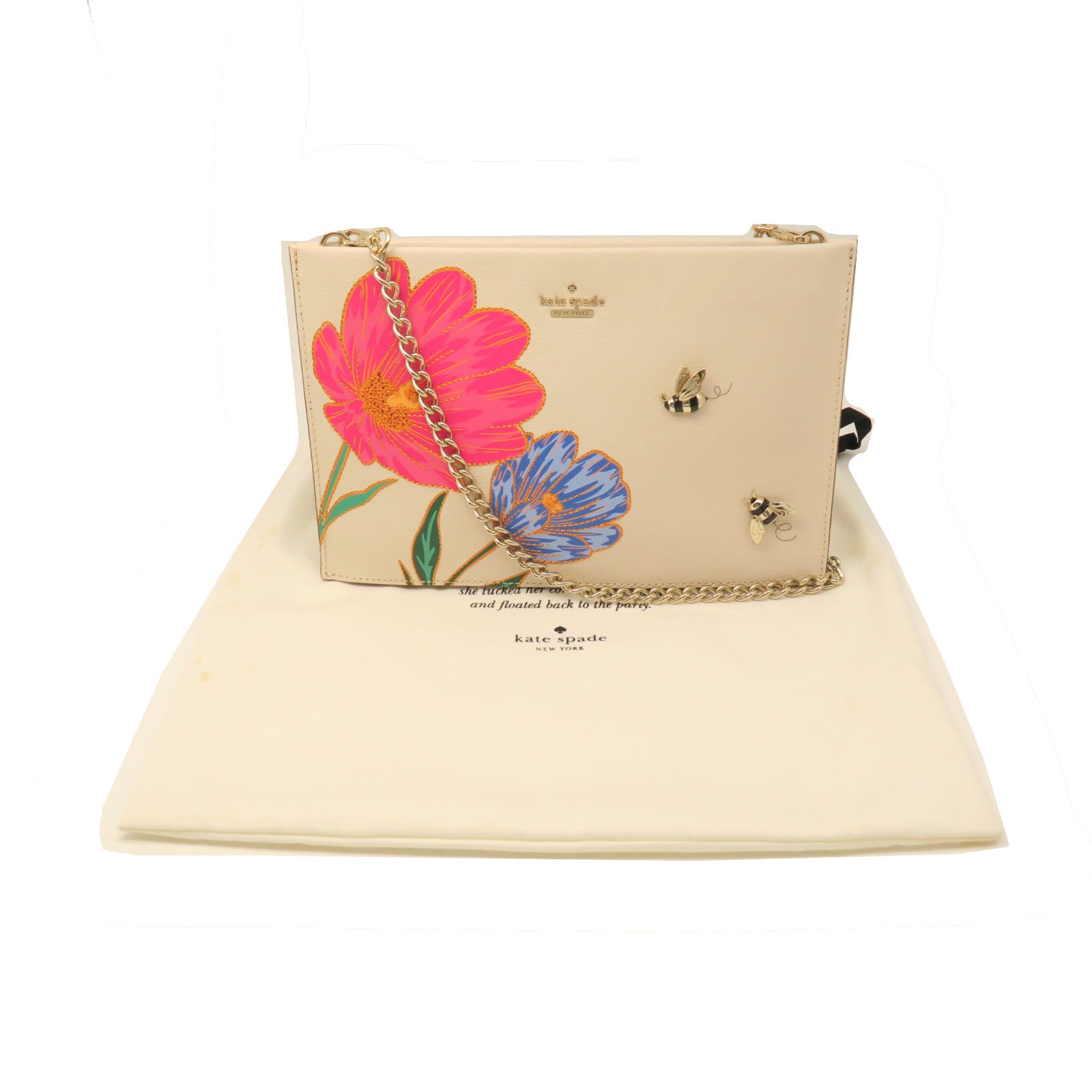 Kate Spade Leather Chain Shoulder Gold Buckle Chain Shoulder Bag White