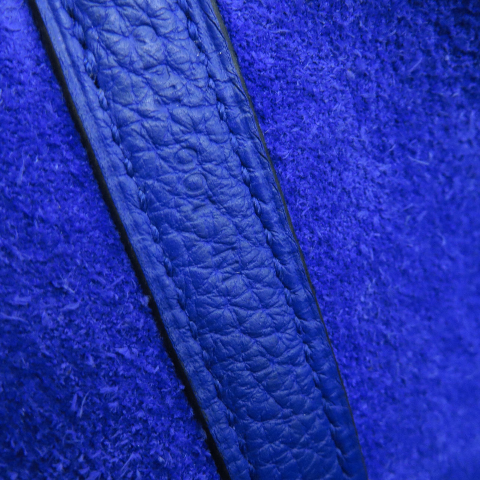 HERMES Clemence皮革Picotin MM银扣手挽袋Bleu Electrique/蓝色
