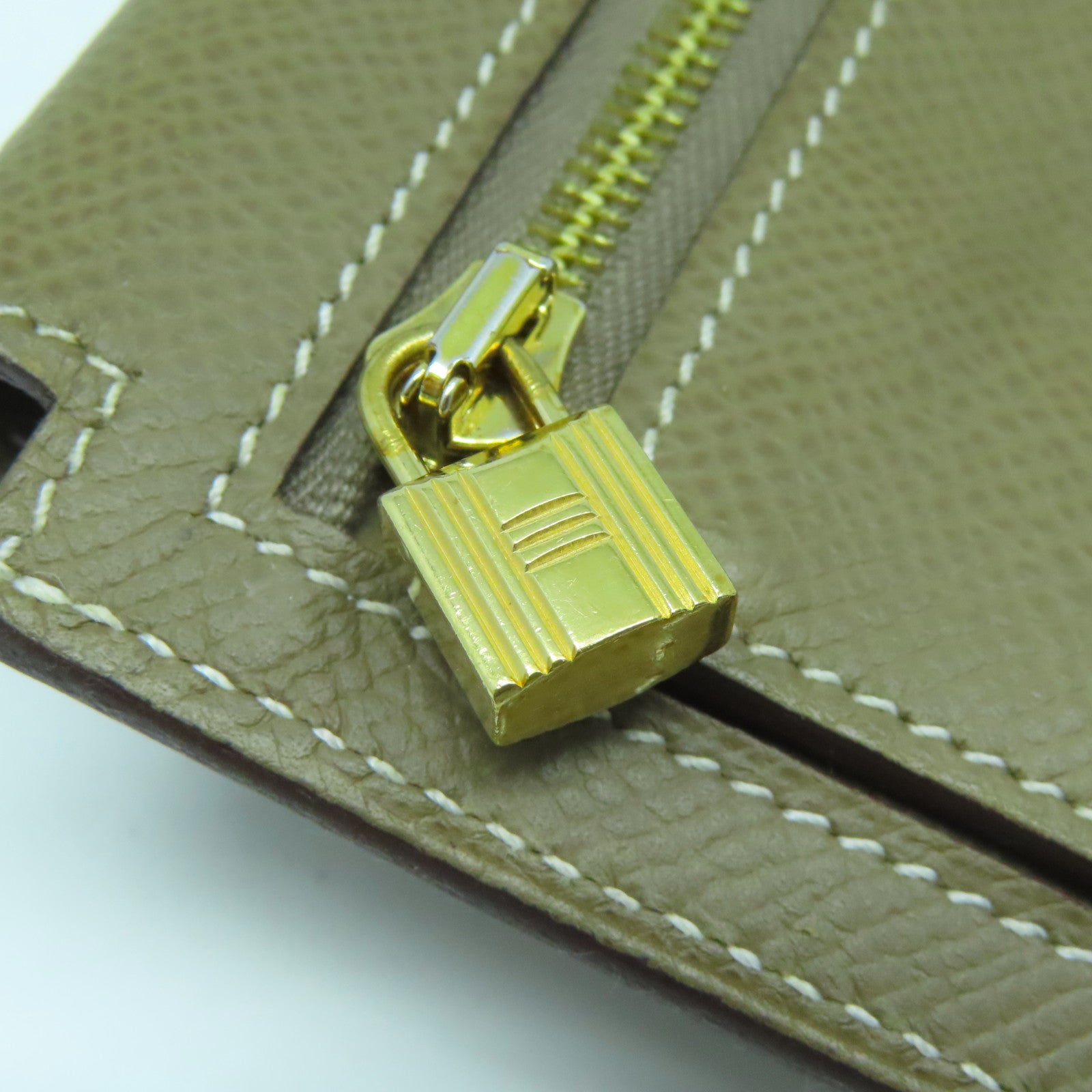 HERMES Epsom皮革Kelly Pocket金扣錢包經典駝色