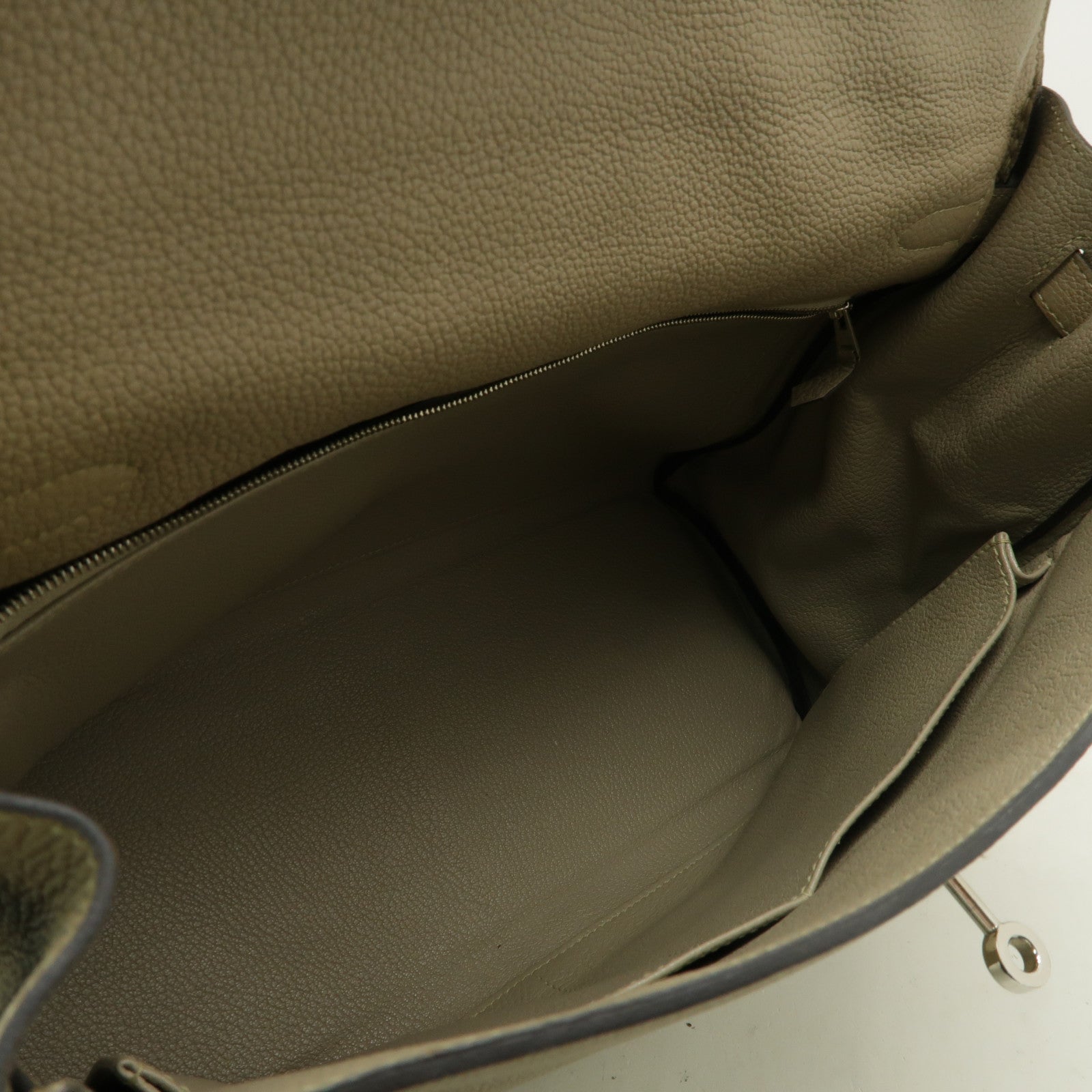 HERMES Togo皮革Kelly 35銀扣手挽肩背兩用袋Gris Tourterelle米色