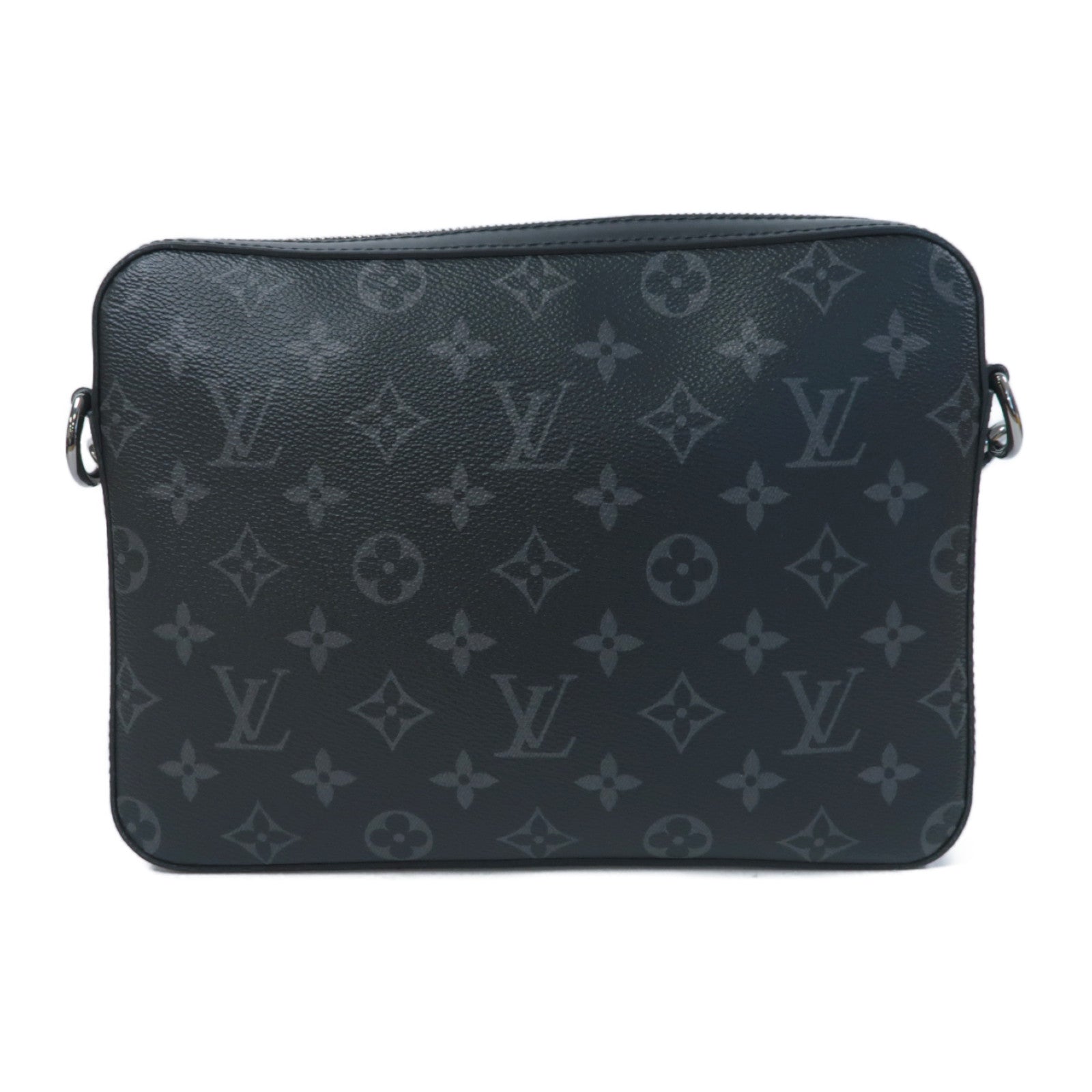 LOUIS VUITTON Monogram Eclipse Trio銀扣肩背袋黑色/灰色