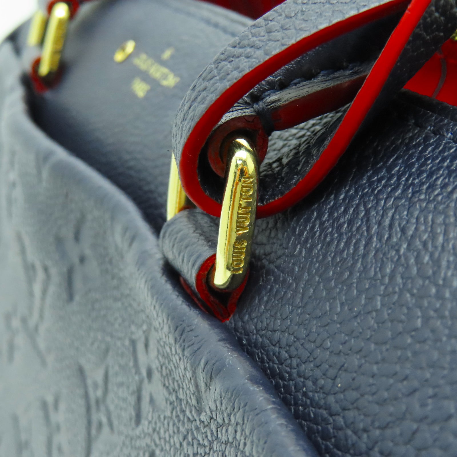 LOUIS VUITTON Monogram Empreinte Speedy Bandouliere 25金扣手挽肩背兩用袋深藍色