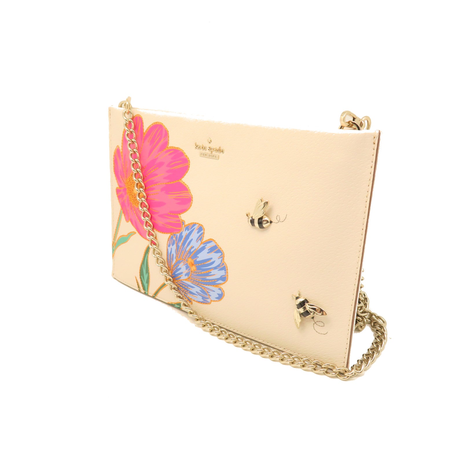 Kate Spade Leather Chain Shoulder Gold Buckle Chain Shoulder Bag White