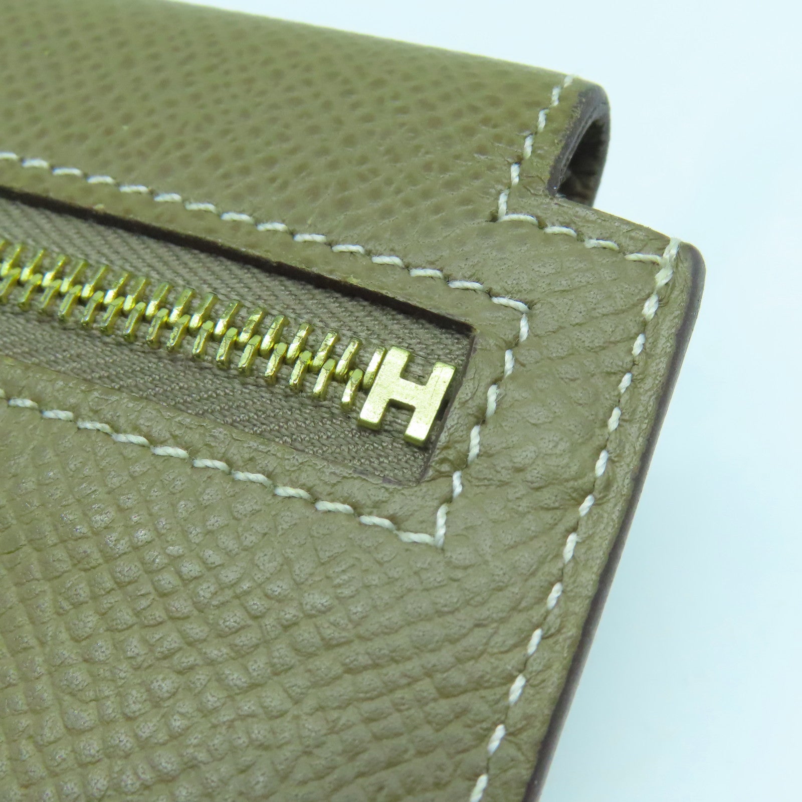 HERMES Epsom皮革Kelly Pocket金扣錢包經典駝色