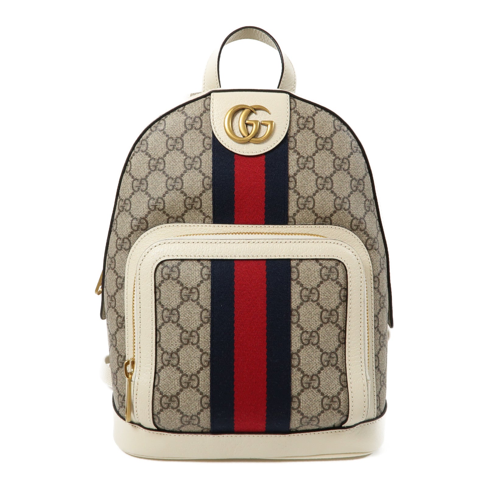 GUCCI 塗層帆布/皮革Ophidia GG Supreme Backpack金扣背包啡色/白色