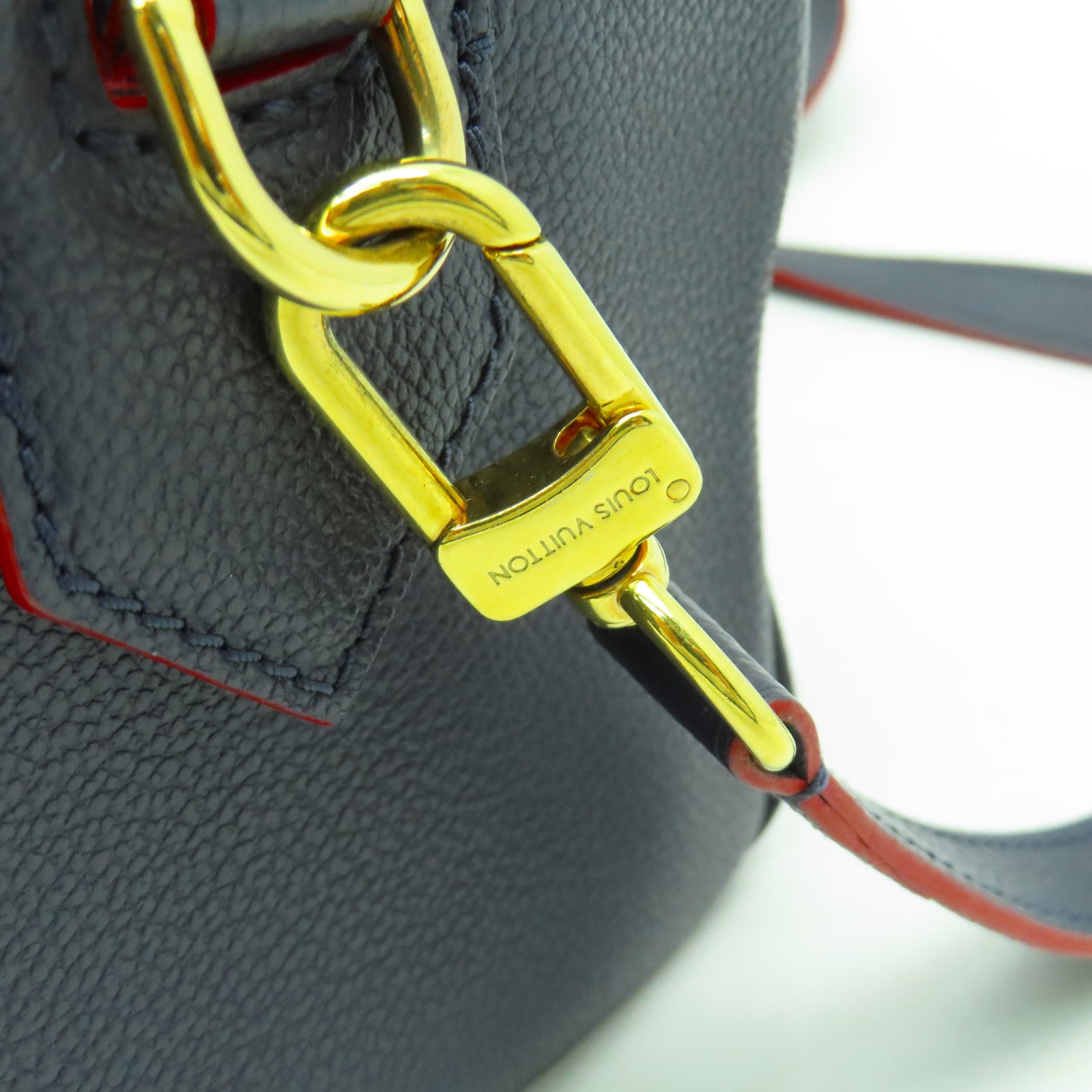 LOUIS VUITTON Monogram Empreinte Speedy Bandouliere 25金扣手挽肩背兩用袋深藍色