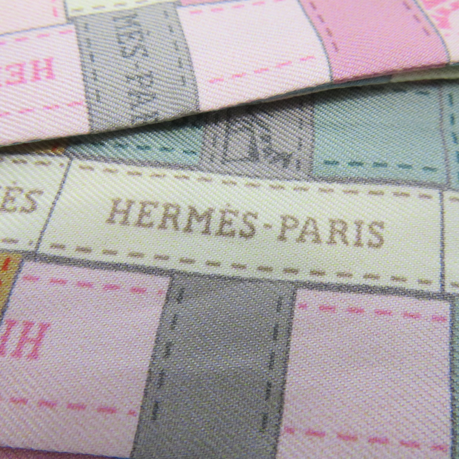 HERMES 絲質Twilly絲巾灰色/藍色/粉紅色