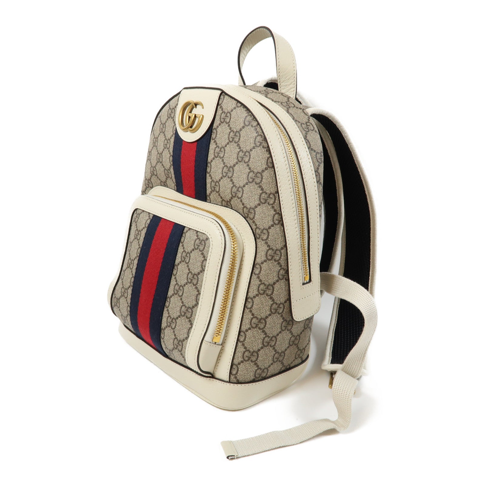 GUCCI 塗層帆布/皮革Ophidia GG Supreme Backpack金扣背包啡色/白色