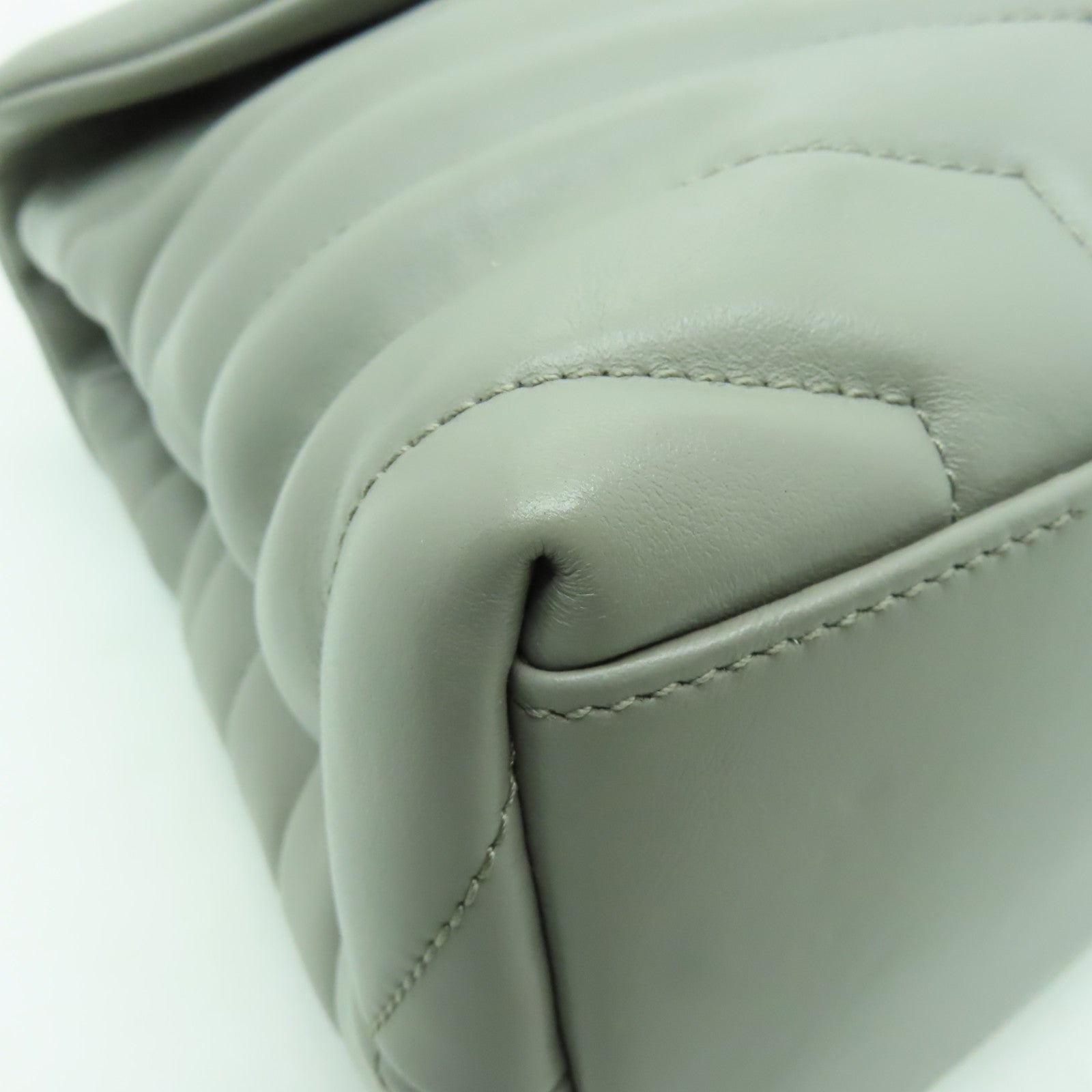 SAINT LAURENT 牛皮皮革Shoulder Bag銀扣鏈帶肩背袋灰色