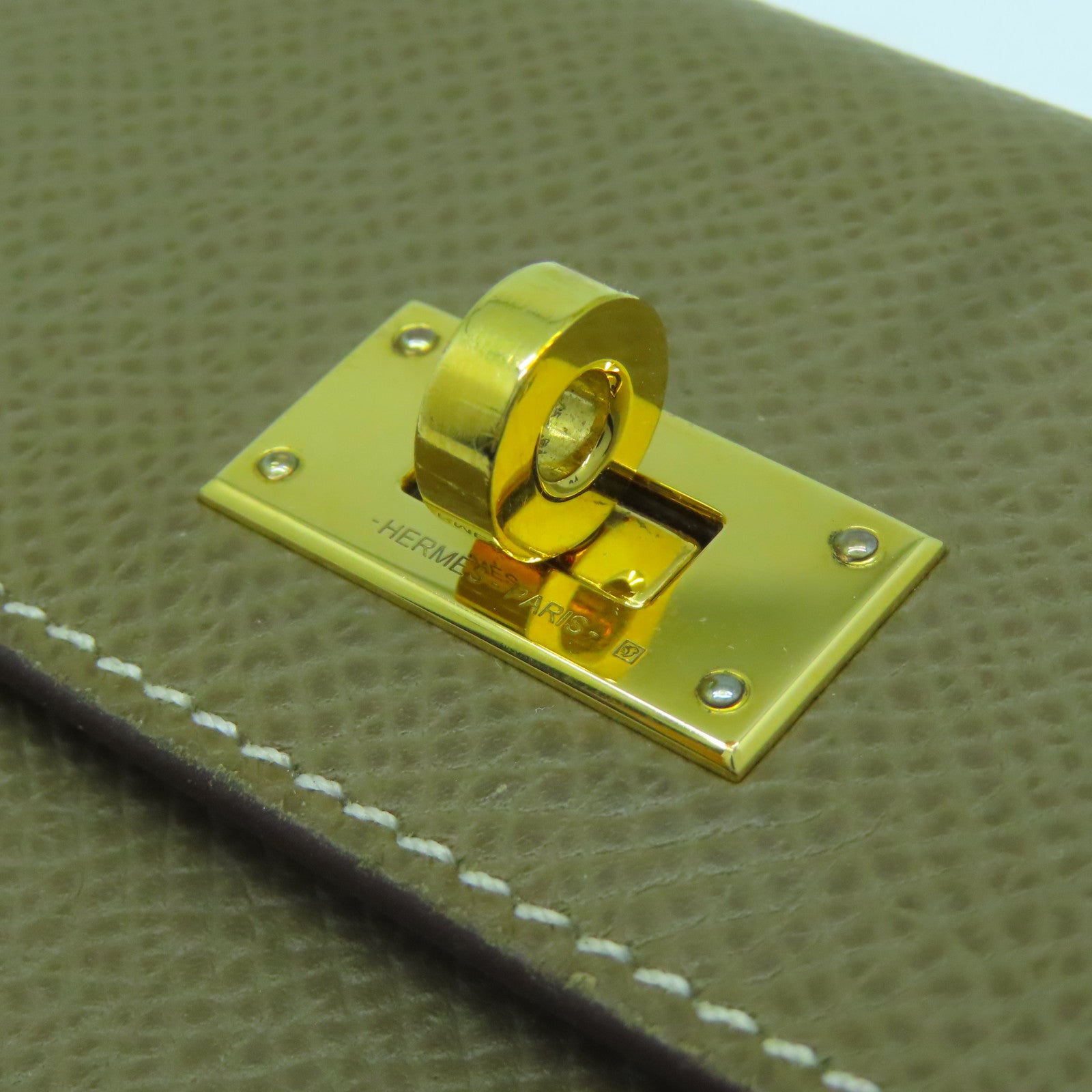 HERMES Epsom皮革Kelly Pocket金扣錢包經典駝色