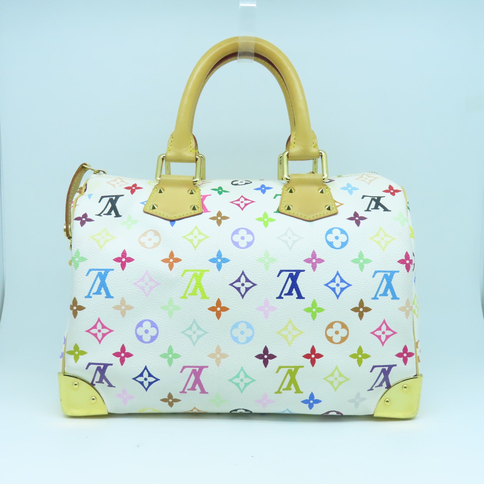 LOUIS VUITTON Monogram Multicolore Speedy 30金扣手挽袋白色
