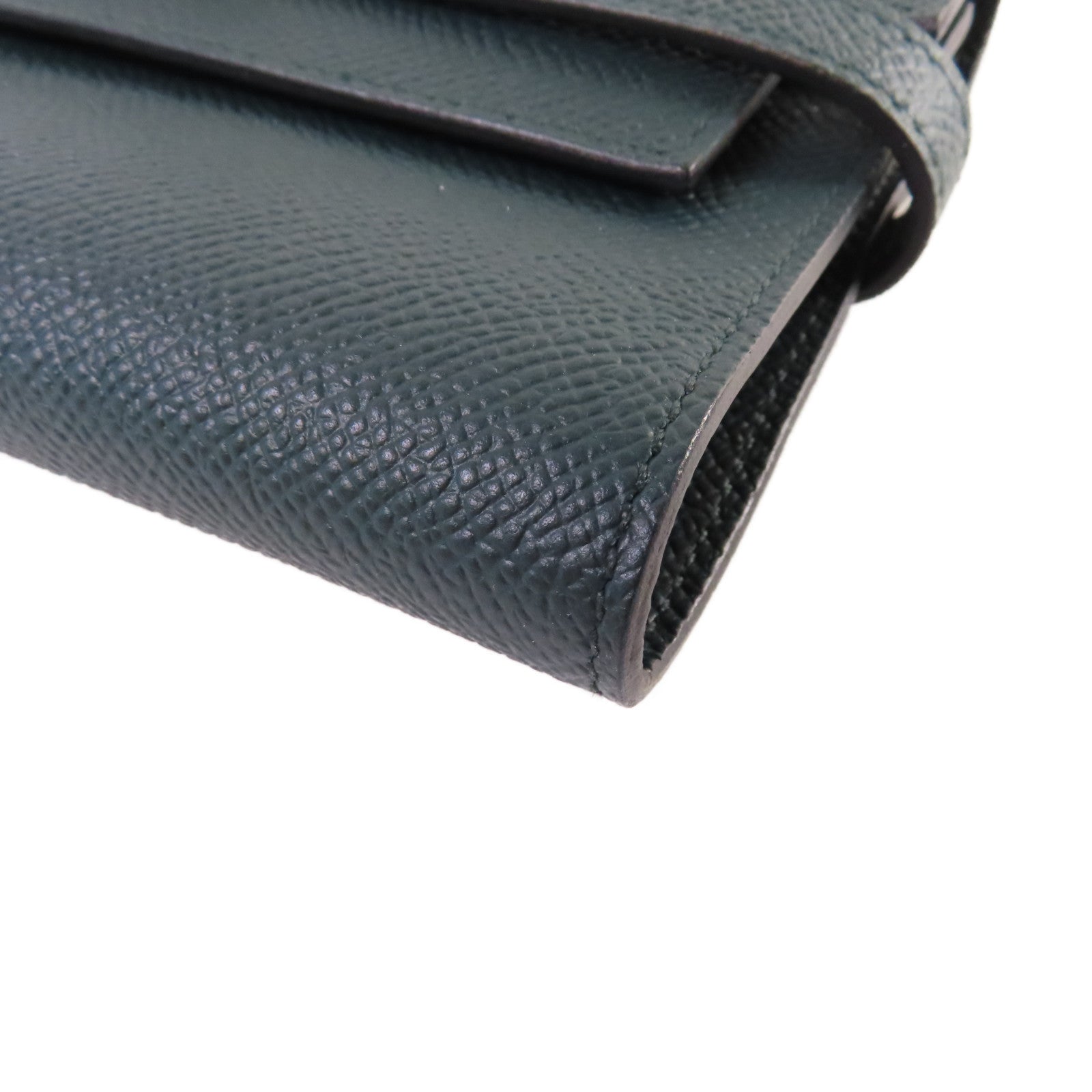 HERMES Epsom皮革Kelly Wallet金扣錢包Vert Jade松柏綠