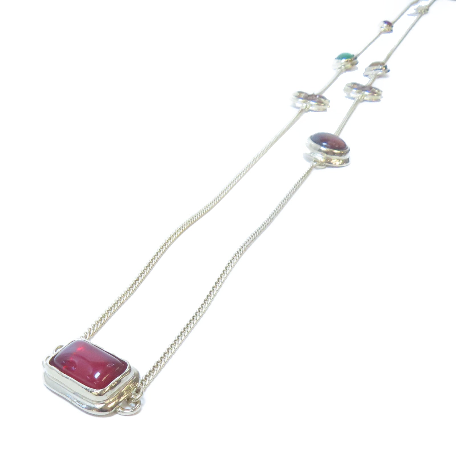 CHANEL 金屬Necklace金扣項鍊啡色/綠色/紅色