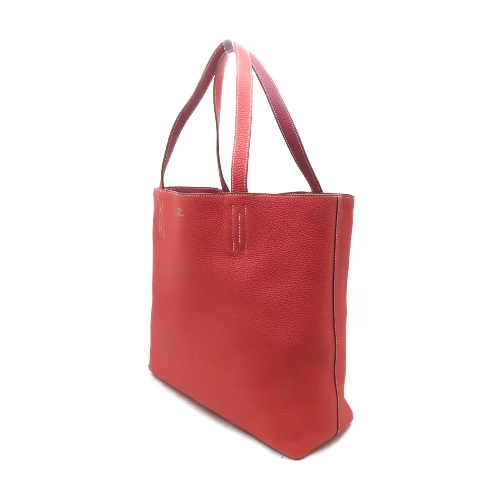 HERMES Clemence皮革Double Sens手挽袋Rubis/Bougainvillea紅色/酒紅色