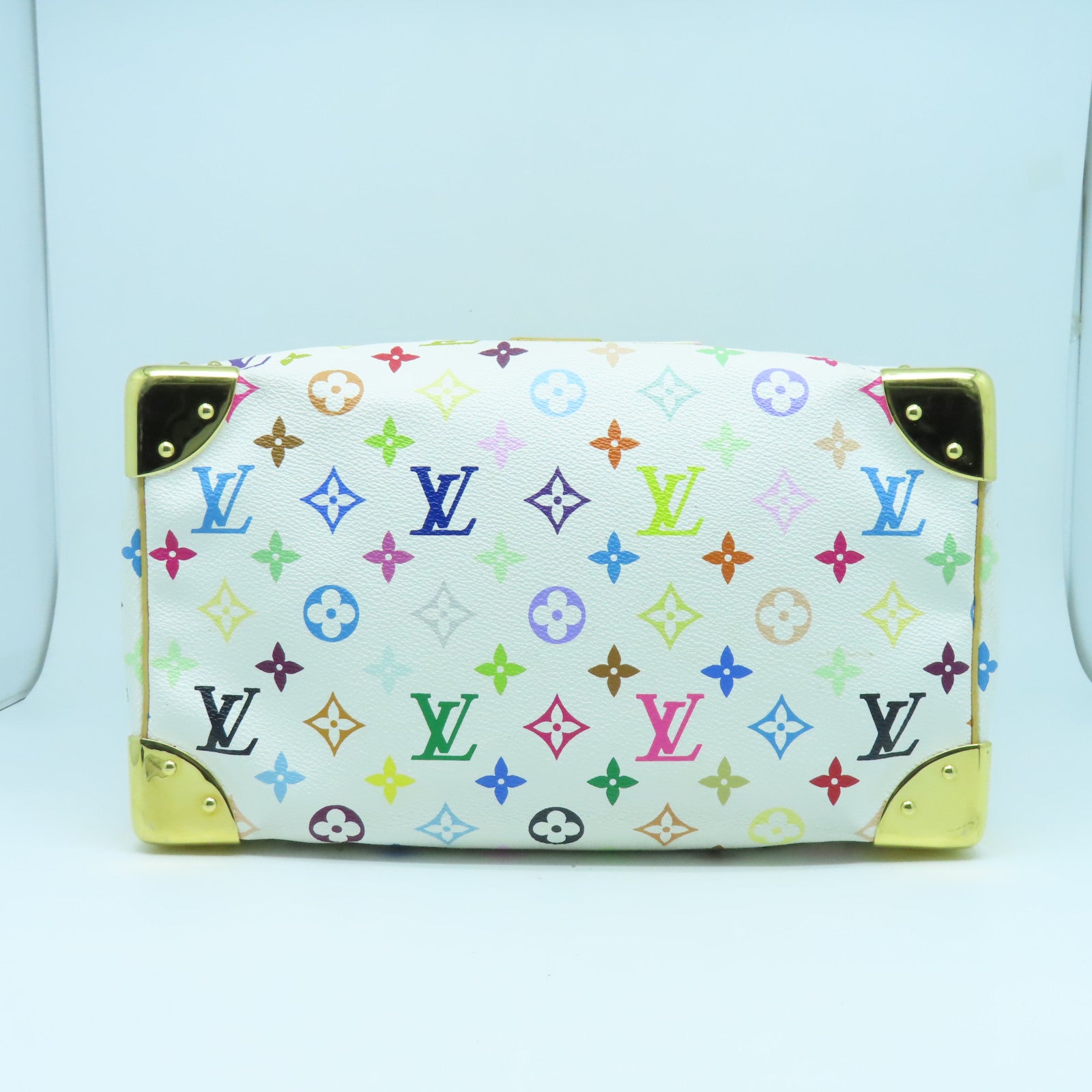 LOUIS VUITTON Monogram Multicolore Speedy 30金扣手挽袋白色