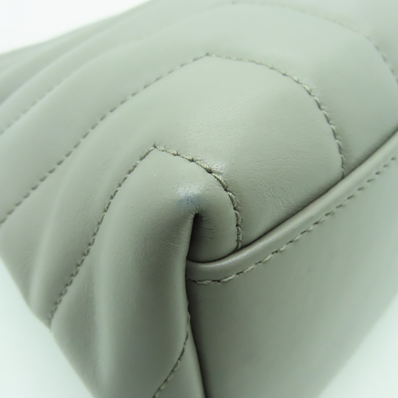 SAINT LAURENT 牛皮皮革Shoulder Bag銀扣鏈帶肩背袋灰色